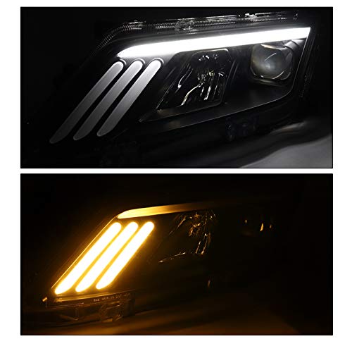 LED Sequential Signal Projector Headlights - Black - Compatible with 2010-2012 Ford Fusion - Upgrade Your Car's Style & Visibility for Night Driving & Custom Look