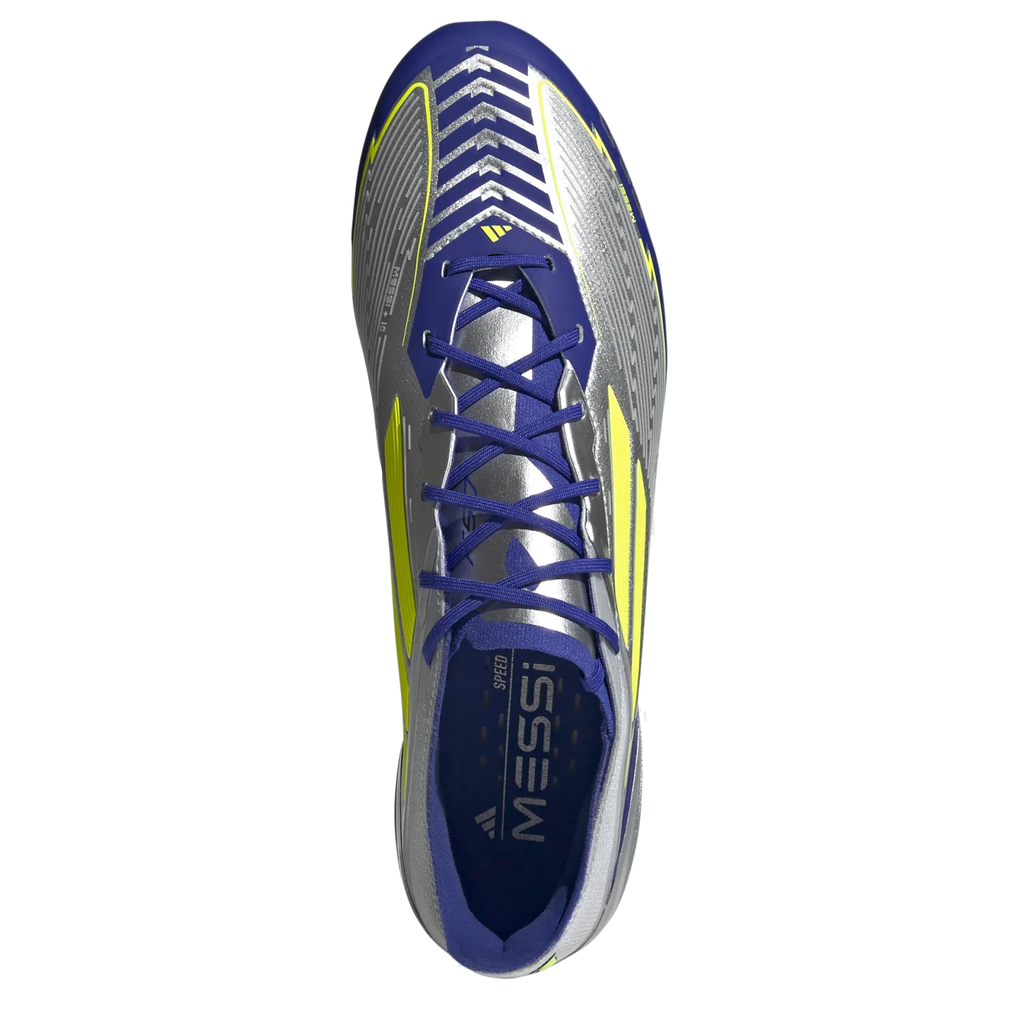 adidas F50 Messi Elite FG Soccer Cleats for Men - Silver Metallic/Lucid Blue - Lightweight Football Shoes for Professional Players - Perfect for Competitive Matches and Training Sessions