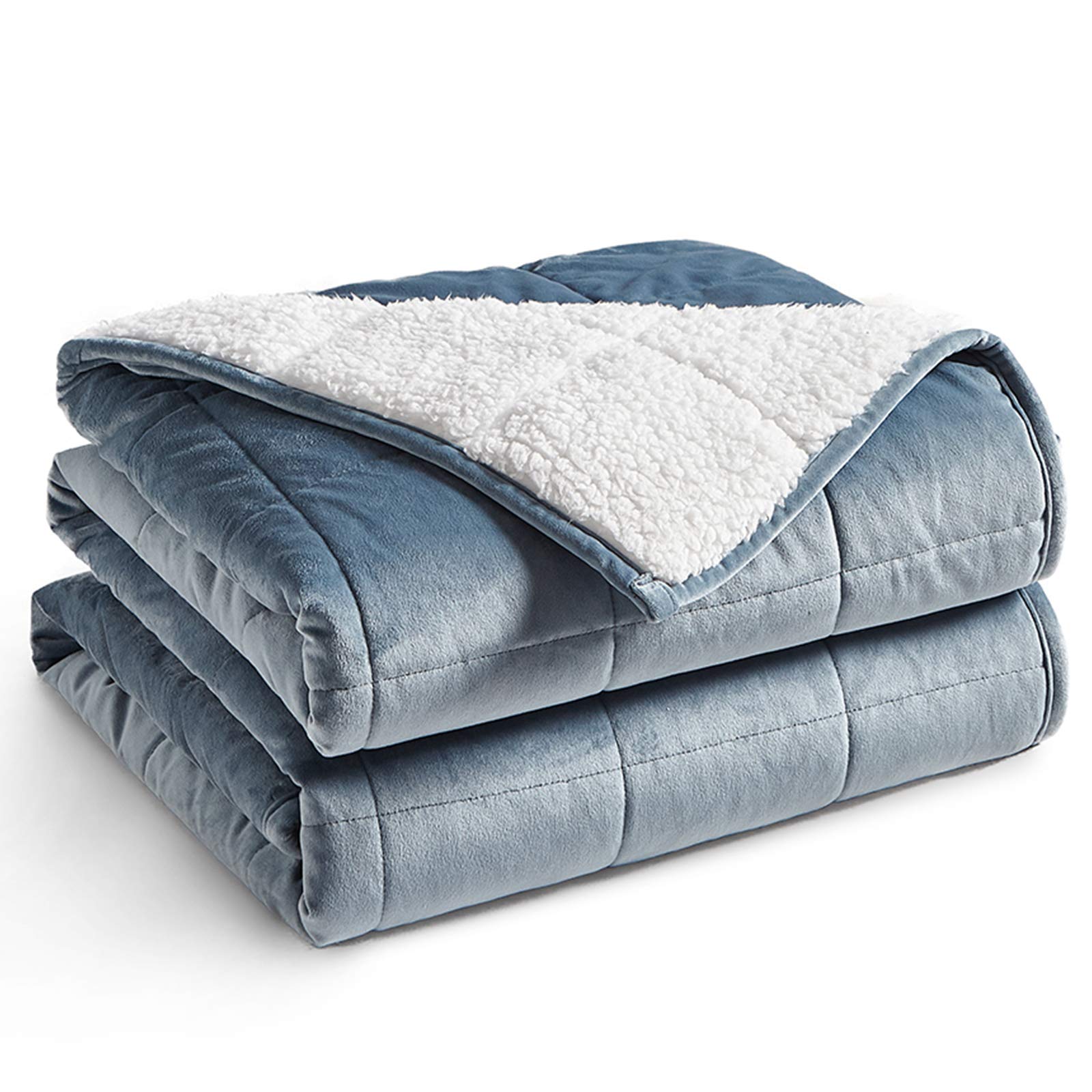 YnM Sherpa Weighted Blanket 20lbs (60x80 Inches, Light Blue) - Ultra Soft & Cozy Heavy Blanket for Adults - Stress Relief & Better Sleep - Perfect for Bedroom, Couch & Relaxation