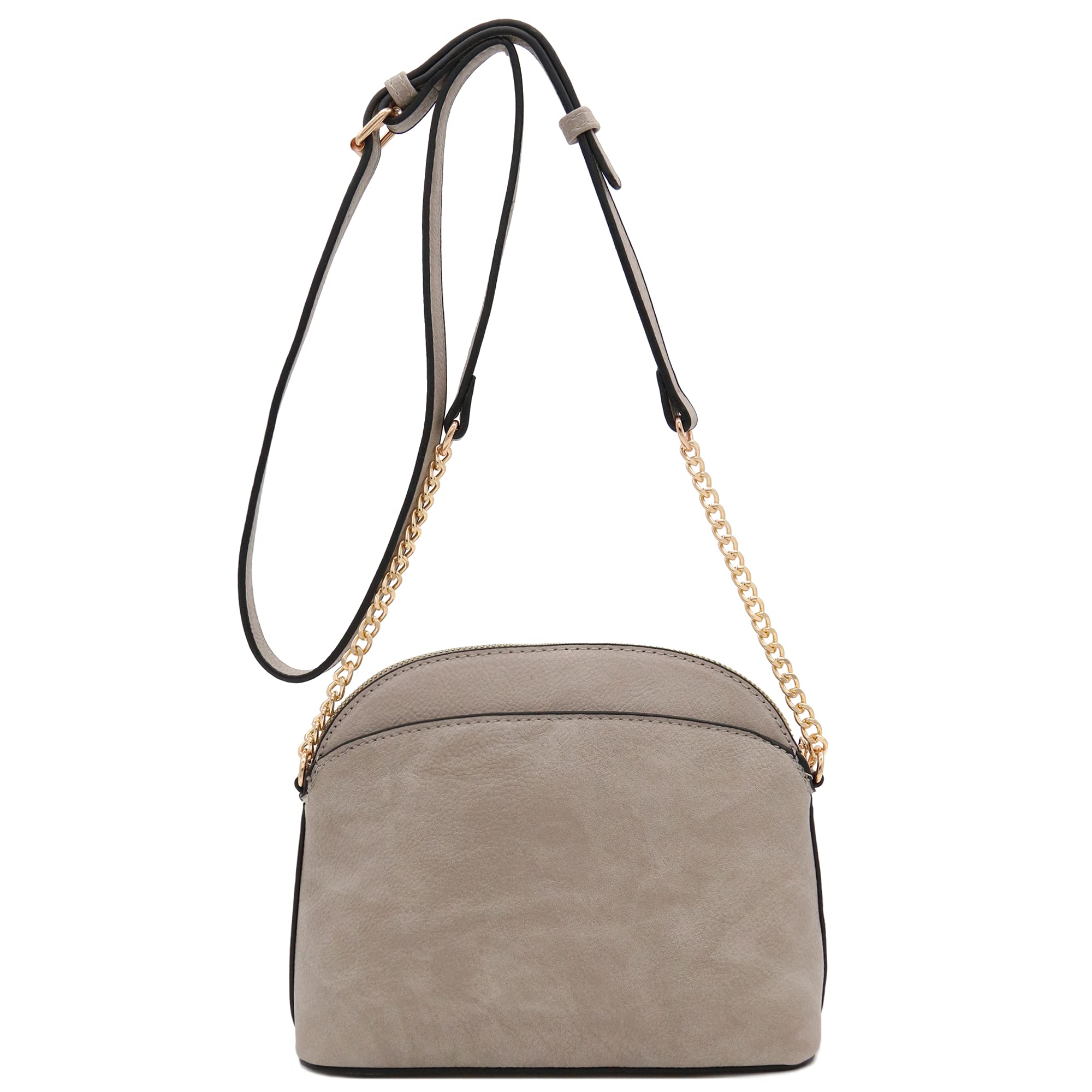 FashionPuzzle Faux Leather Small Dome Crossbody Bag with Adjustable Chain Strap - Perfect for Women's Daily Use, Shopping, Travel & Parties