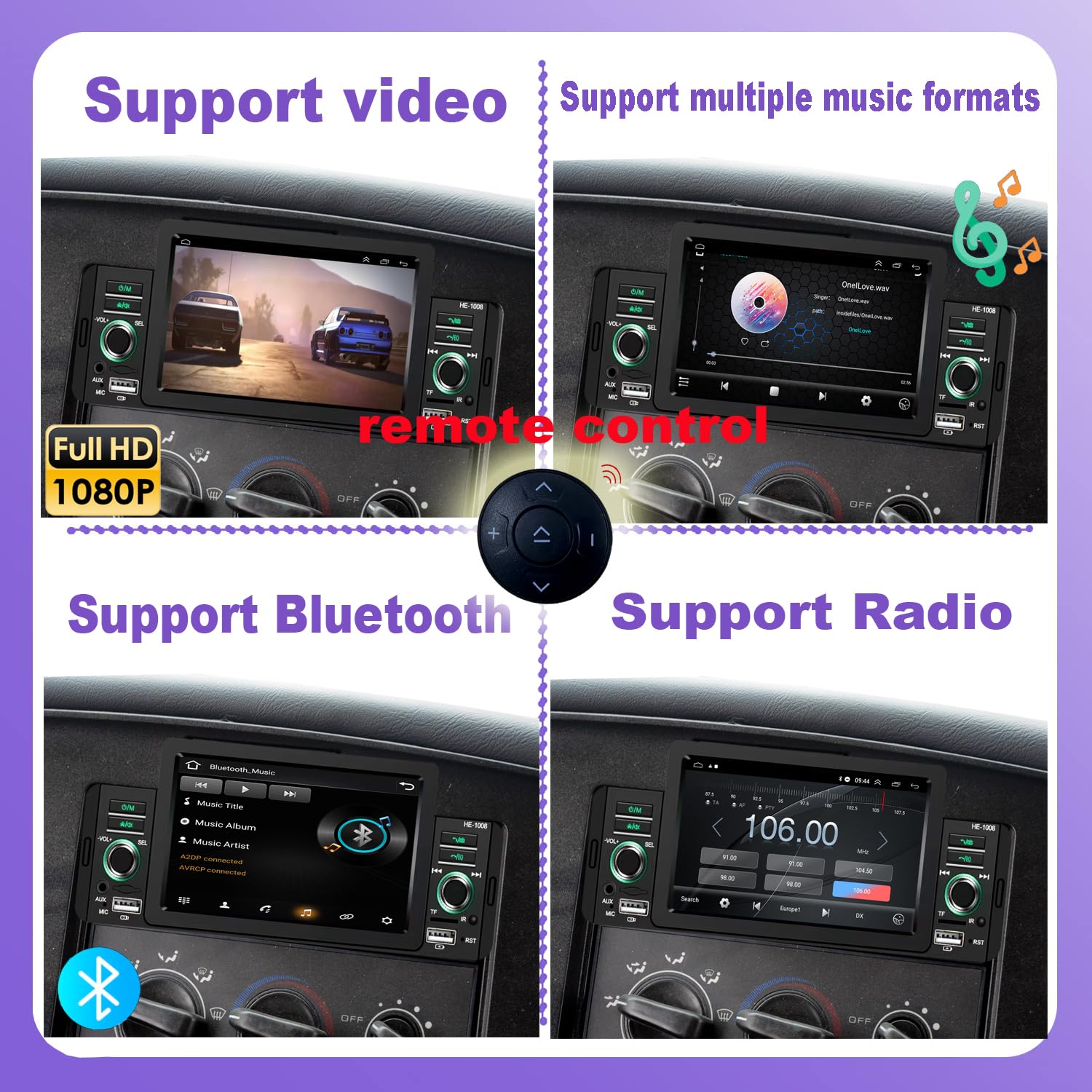 5 Inch Car Radio Stereo with Wireless CarPlay & Android Auto, Bluetooth, FM Radio - Wireless Steering Wheel Control, Video & Audio Player - Perfect for Upgrading Your Car's Entertainment System