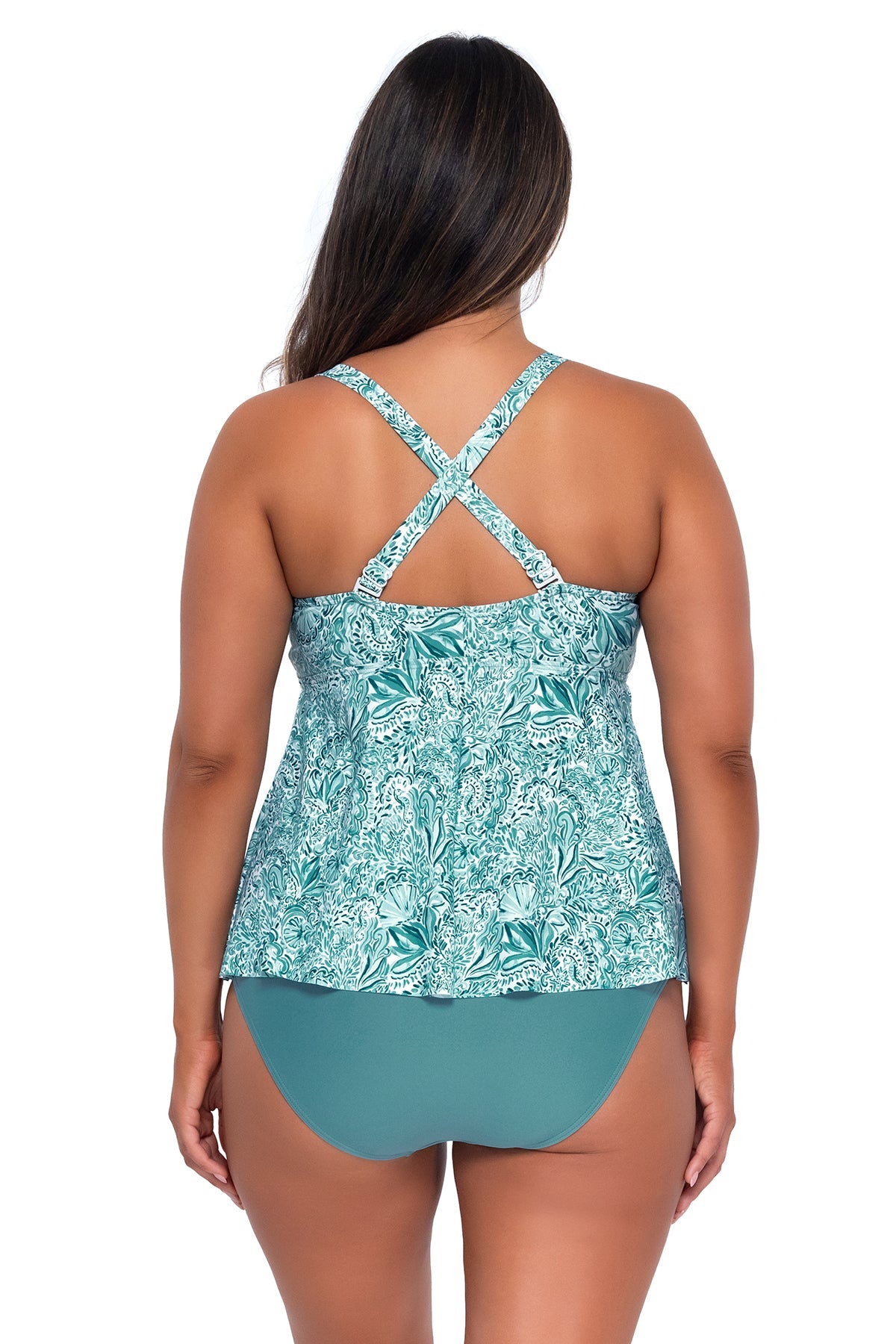 Women's Swimwear - Escape By the Sea Marin Tankini Bikini Top for Beach, Pool & Vacation | Flattering Sunsets Print Two-Piece