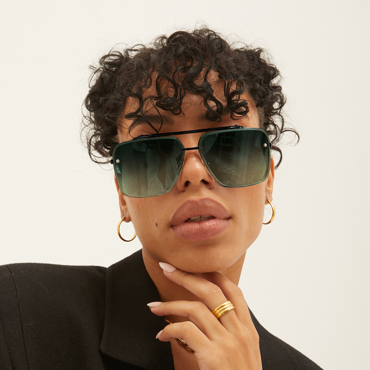 Bella Dark Green Oversized Square Aviator Sunglasses for Women - Trendy Retro UV Protection Shades for Driving, Beach & Outdoor Fashion