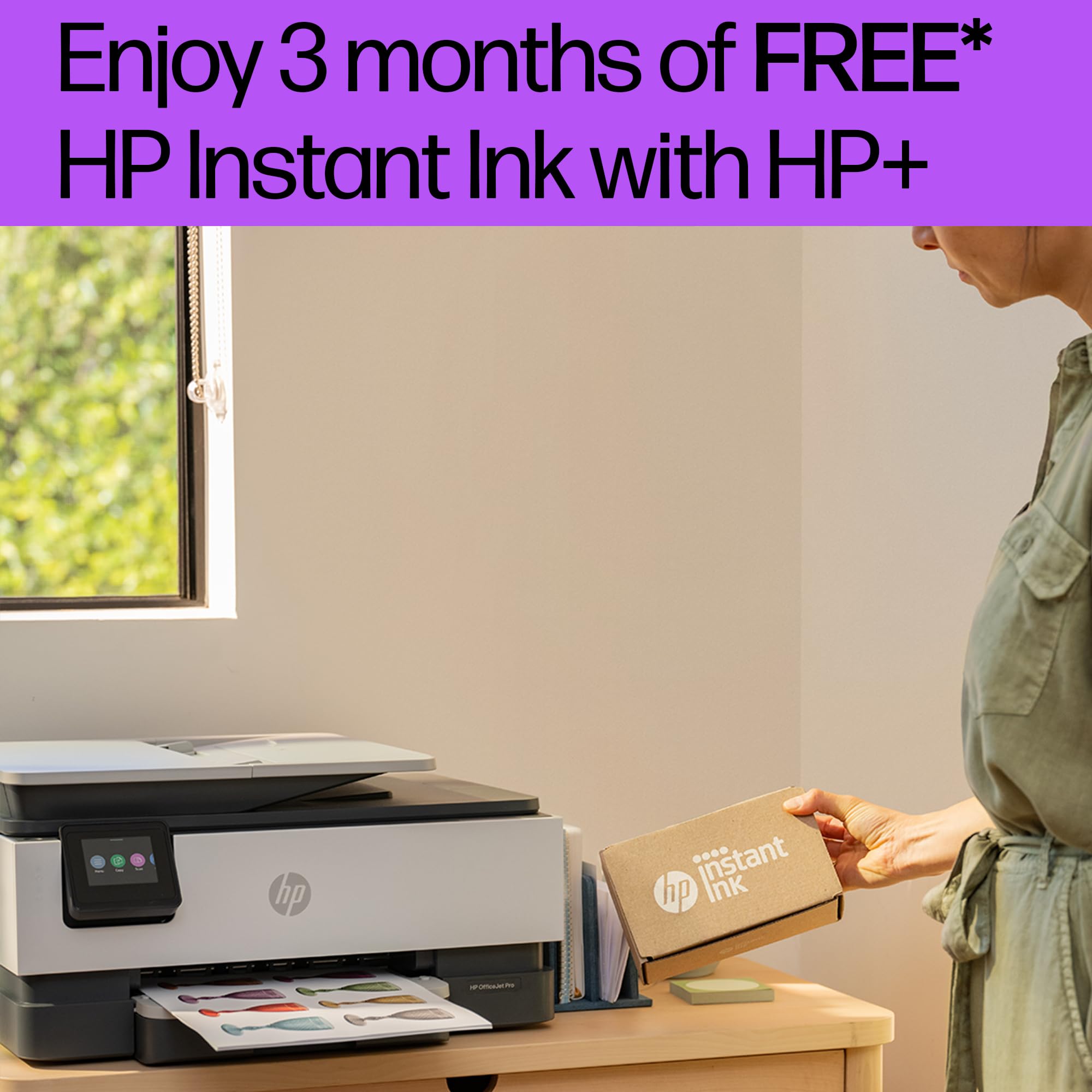 HP OfficeJet Pro 8122e All-in-One Wireless Color Printer with Automatic Document Feeder | Print, Scan, Copy | 3 Months Instant Ink Included | HP+ VPN Printing | Home & Small Office Use | Ideal for Remote Work, Homework & Document Management