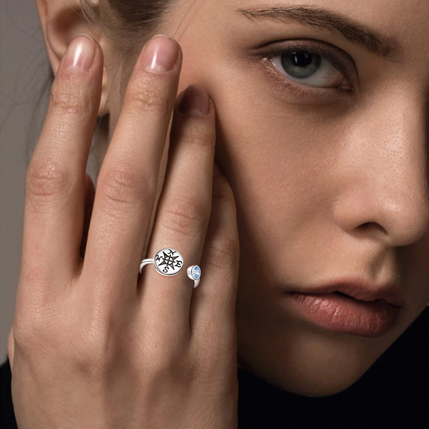 PRAYMOS 925 Sterling Silver Adjustable Open Ring for Women - Elegant Thumb Ring with Jewelry Gift Box - Perfect for Casual Wear, Gifts & Special Occasions