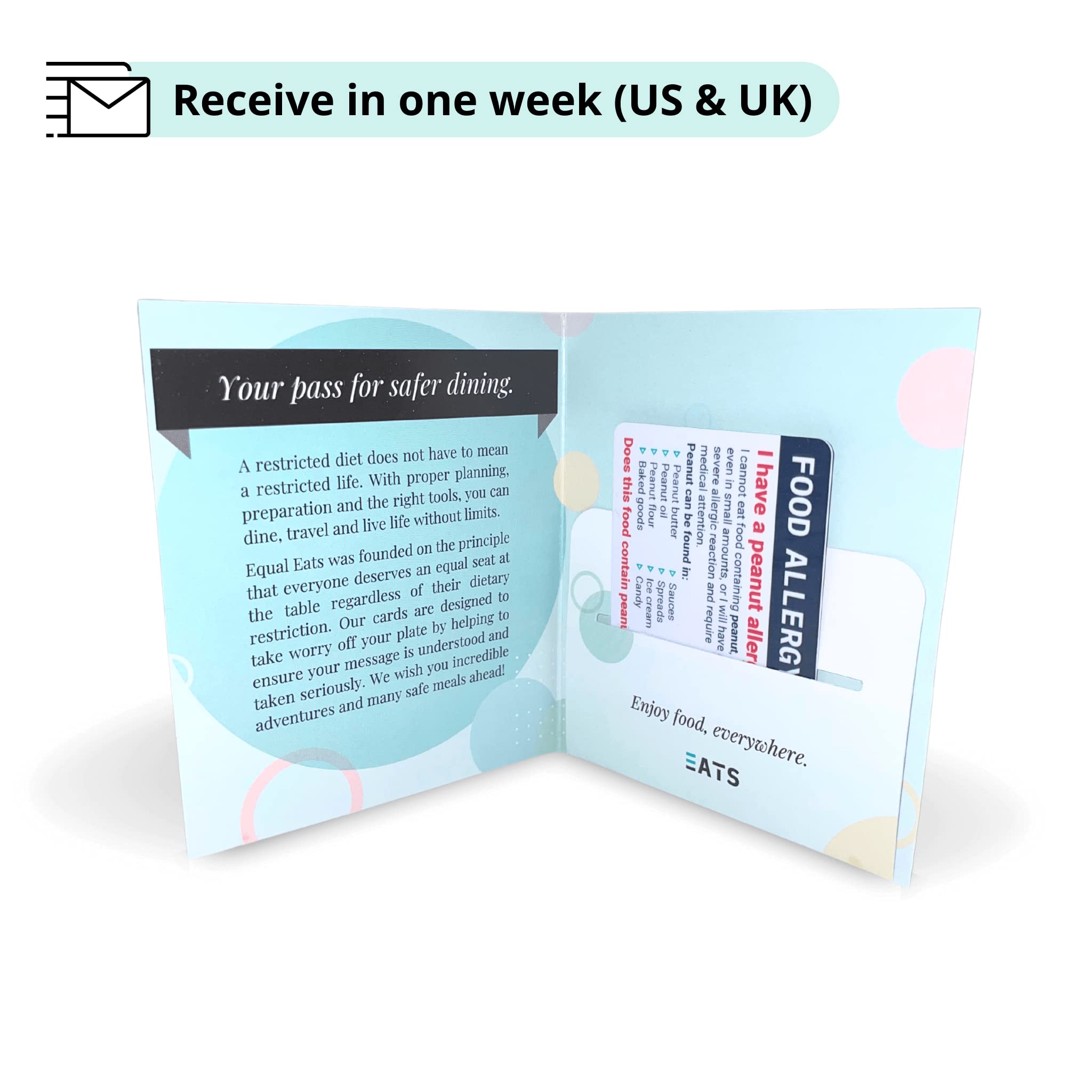 Peanut and Tree Nut Allergy Translation Card - BPA-Free Plastic Restaurant & Travel Card for Food Allergies - Simplified Chinese - Perfect for Dining Out, Traveling, and Emergency Situations