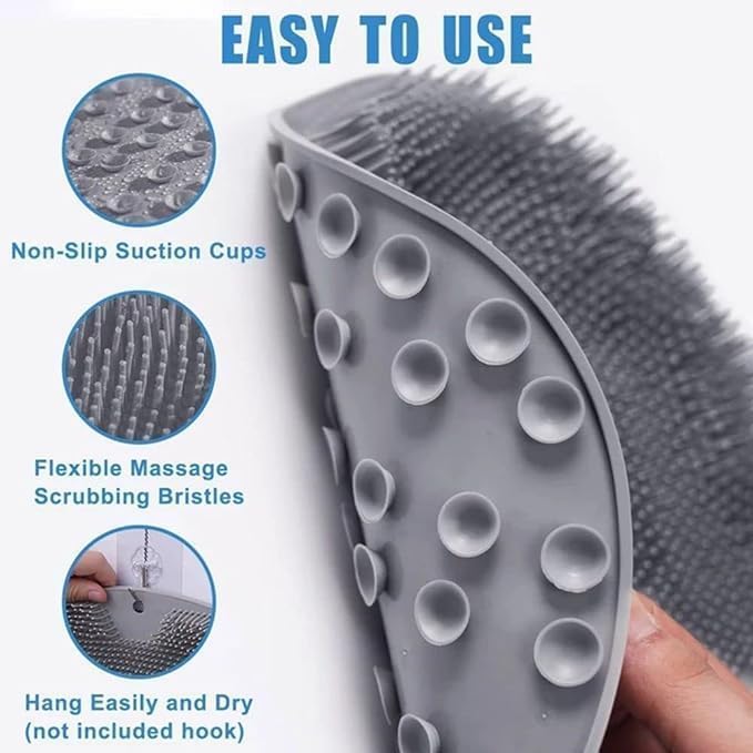 OLAFUR® Exfoliating Shower Foot Scrubber Mat with Suction Cups - Back Washer & Bath Wash Pad - Wall Mounted Non-Slip Foot Roller for Pedicure & Foot Care - Perfect for Spa, Bathroom & Shower Relaxation (1PC)