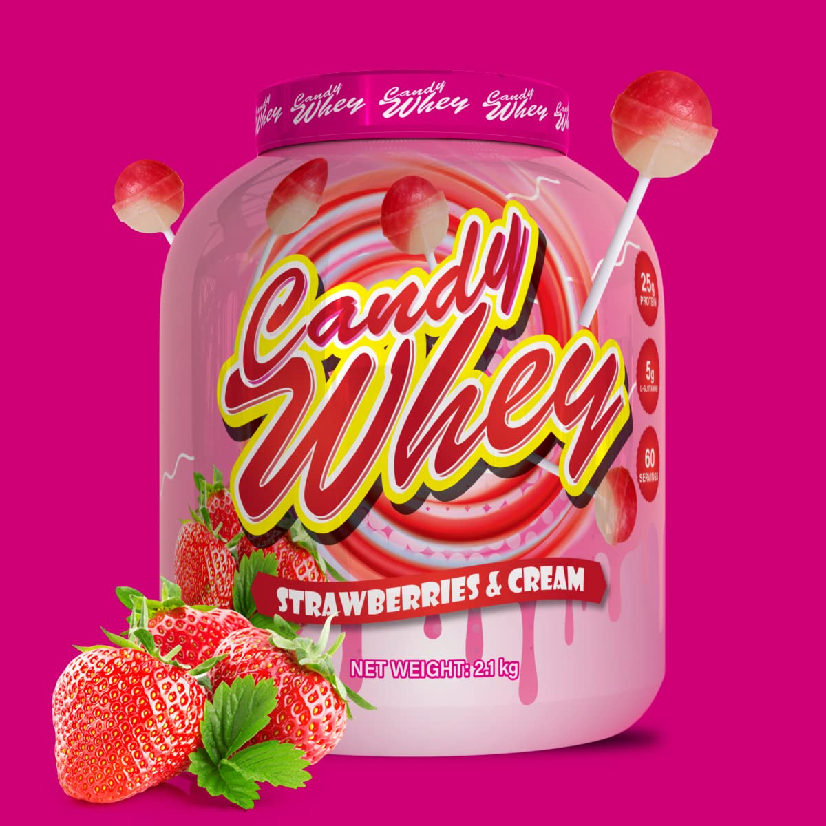 Premium Candy Whey Protein Powder 2.1kg (4.63 lbs) - Delicious Vanilla & Chocolate Flavors for Muscle Recovery & Post-Workout Shakes - Ideal for Gym, Fitness & Bodybuilding Enthusiasts