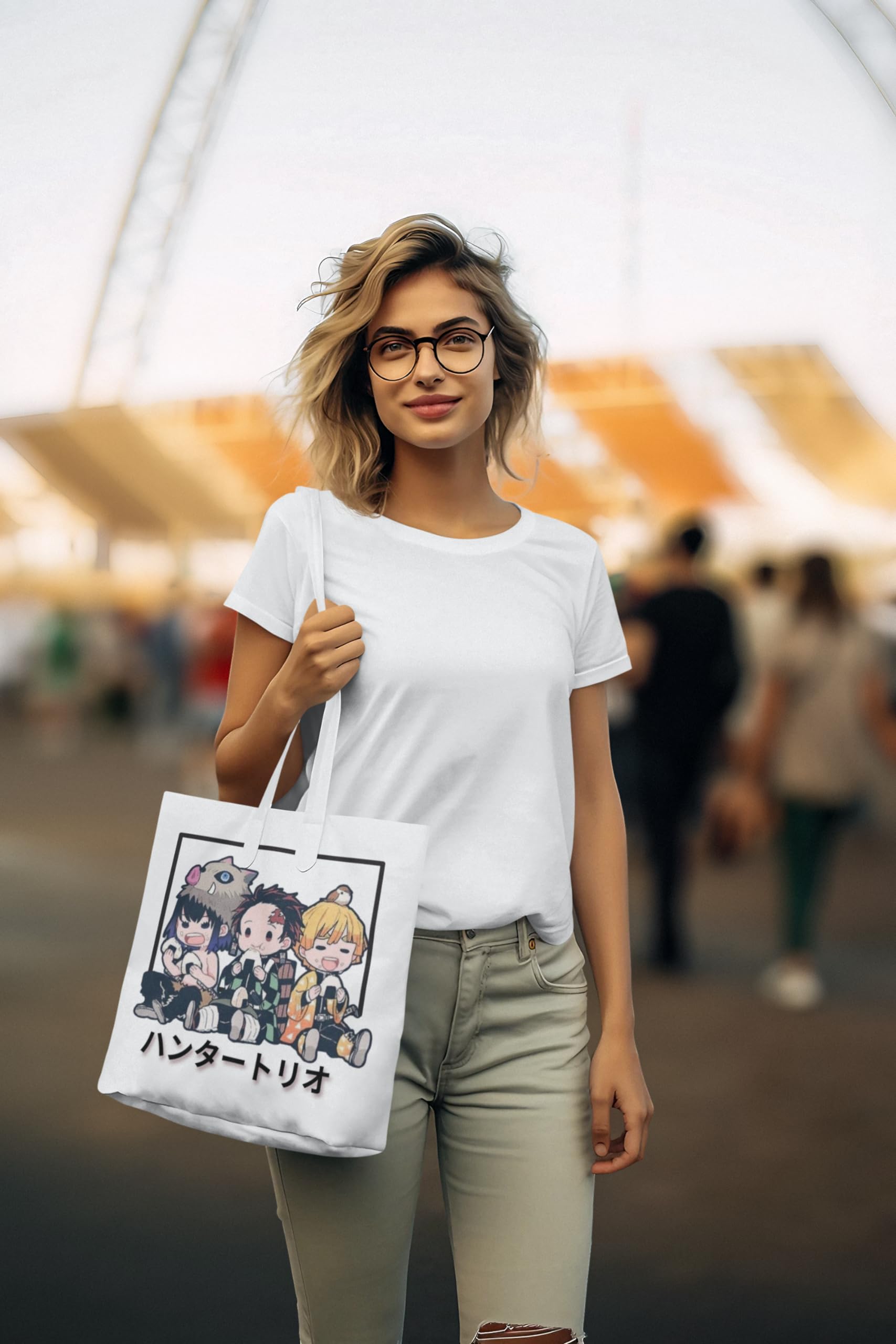 Eshaaver Anime Haven Tote Bag - Lightweight & Durable Anime Themed Shoulder Bag for School, Work & Shopping - Perfect Gift for Anime Fans & Otaku Culture Lovers