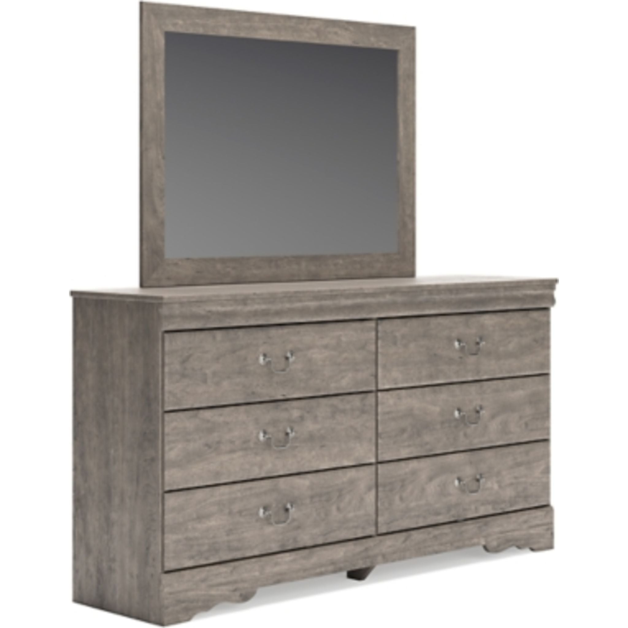Bayzor 6-Drawer Dresser with Mirror - Modern Gray Wooden Chest for Bedroom & Living Room Storage - Perfect for Organizing Clothes, Accessories & Home Decor