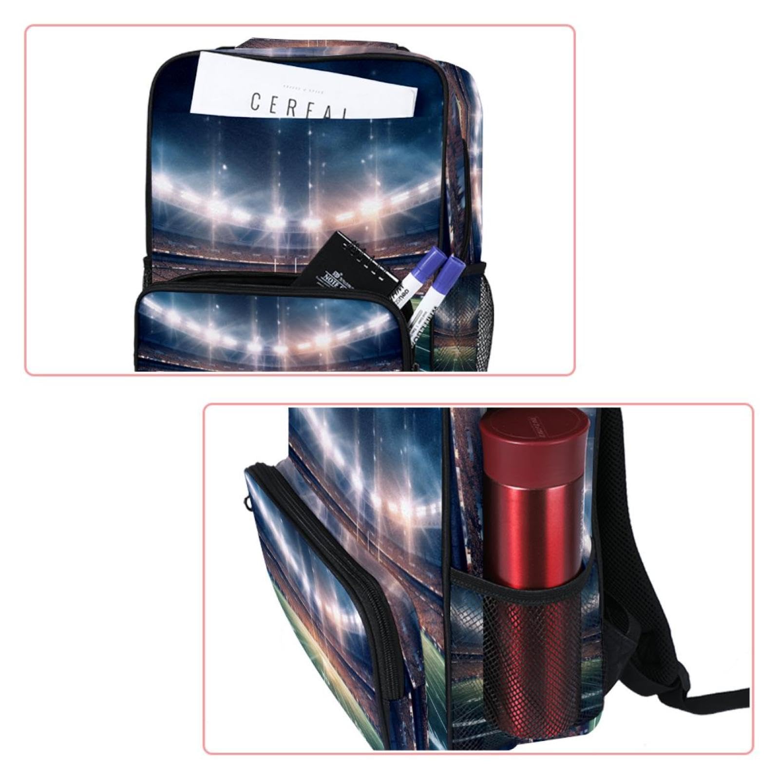 Lightweight Travel Backpack - Small Carry On Backpack for Men & Women - Perfect for American Football & Soccer Games, Airplane, Commuting & Outdoor Adventures