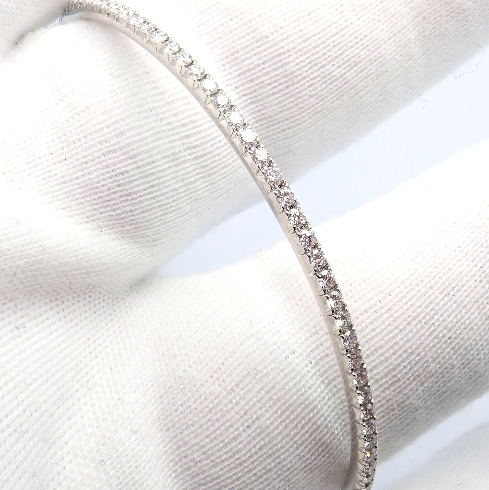 Authentic Tiffany & Co Metro 18k White Gold Diamond Bangle Bracelet - Luxury Jewelry Gift for Women, Perfect for Weddings, Anniversaries & Special Occasions
