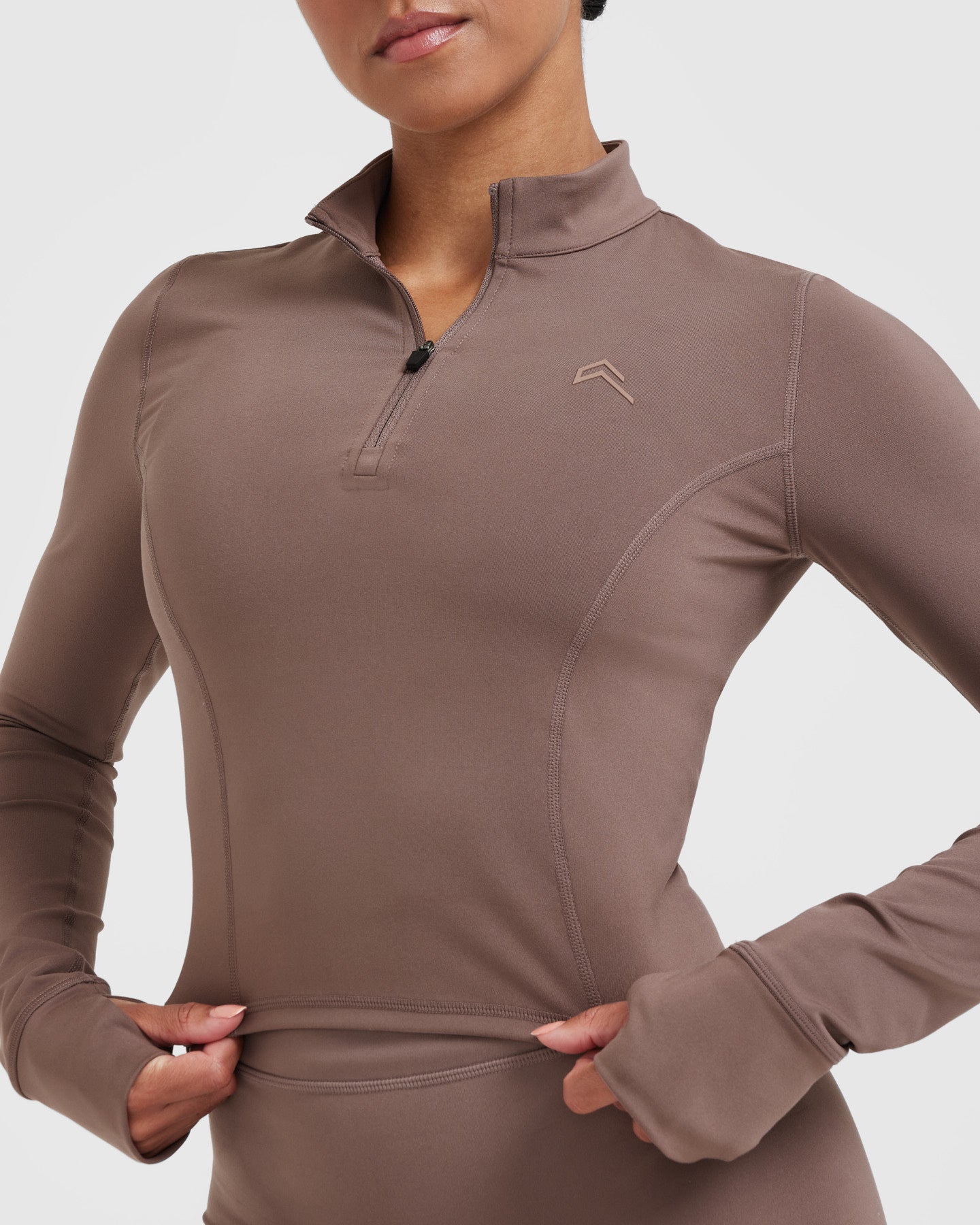 Timeless Half Zip Mid Long Sleeve Top for Women | Cool Brown Pullover Sweater | Casual Fall & Winter Outfits, Outdoor Hiking, Layering Essentials