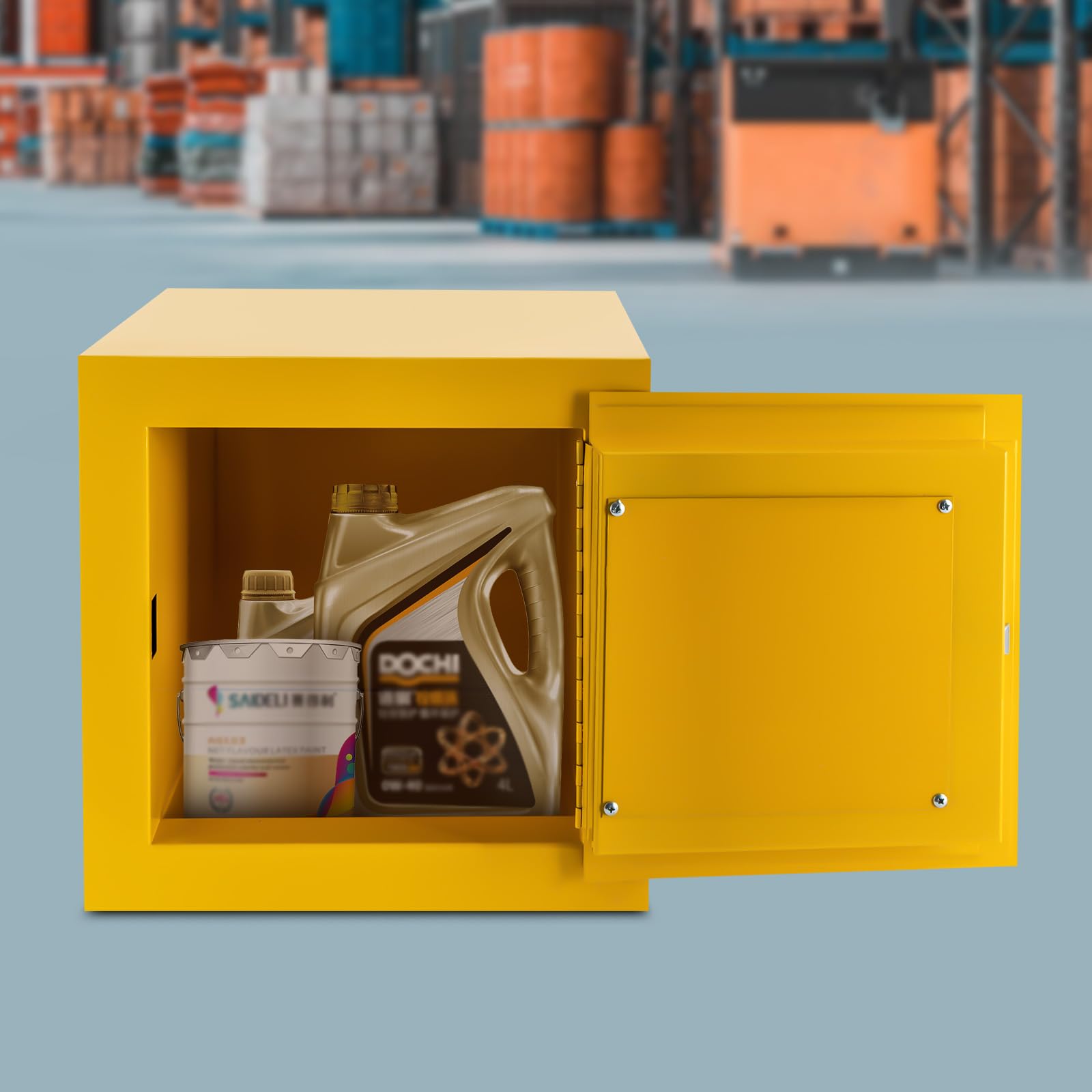 Flammable Liquid Storage Cabinet - 2 Gallon Fireproof Safety Cabinet for Hazardous Chemicals, Leak-Proof Manual Door Design, Cold Rolled Steel Construction, OSHA Compliant Yellow Safety Cabinet for Garage, Workshop & Industrial Use