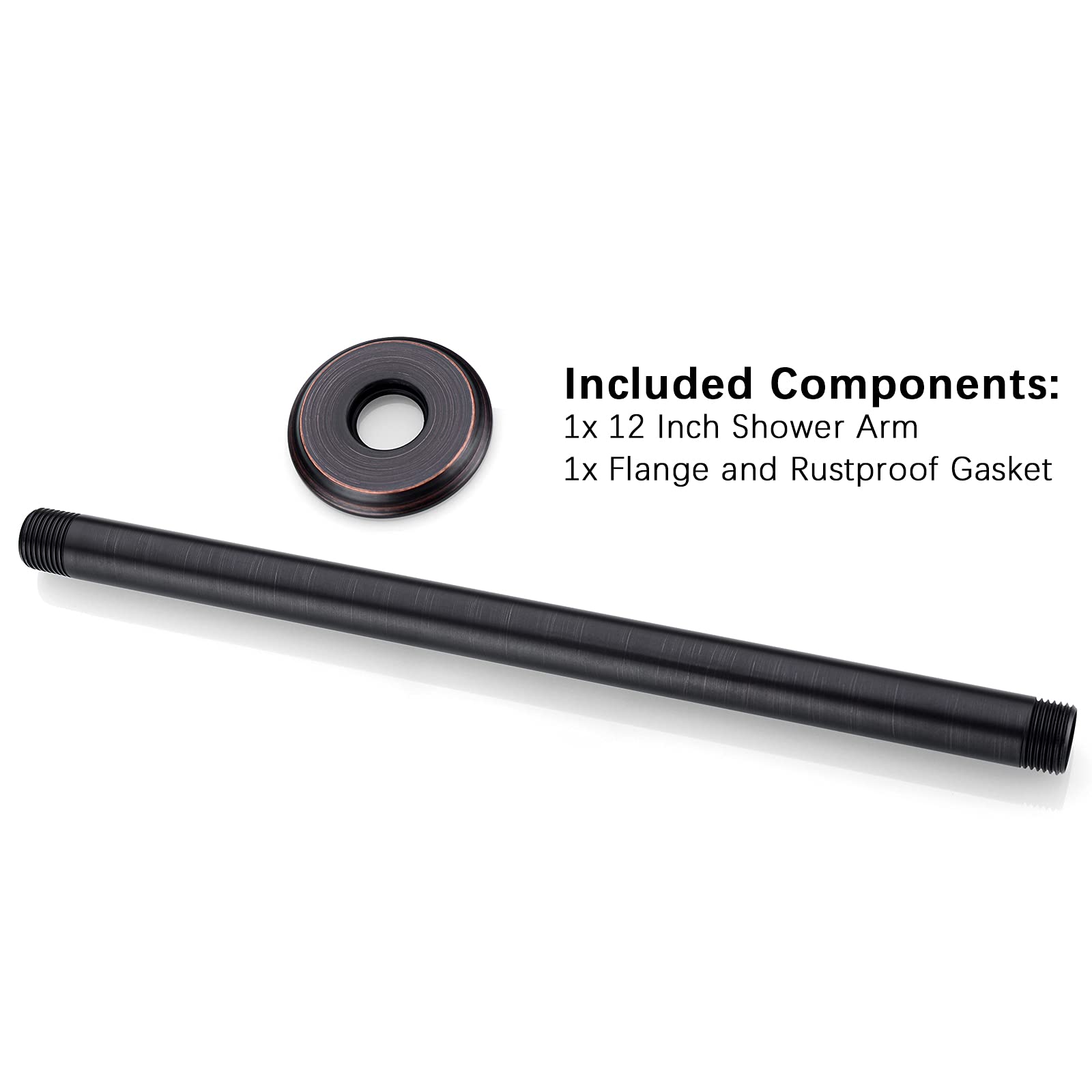 12 Inch Oil Rubbed Bronze Ceiling Mount Shower Arm with Flange - Heavy Duty Rain Shower Head Extension Pipe for Luxurious Bathroom Upgrade (Perfect for Spa-Like Shower Experience)