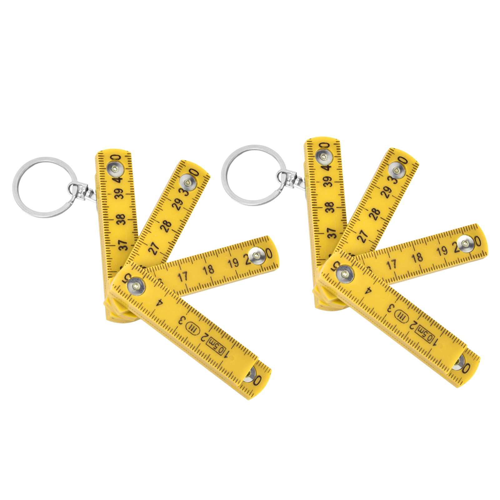 CHICIRIS 2-Pack Yellow ABS Plastic Foldable Ruler - 0.5m/19.7in Portable Folding Meter Stick with Keyring - Perfect for Carpentry, Tile Laying, DIY Projects & Home Renovation Measurements