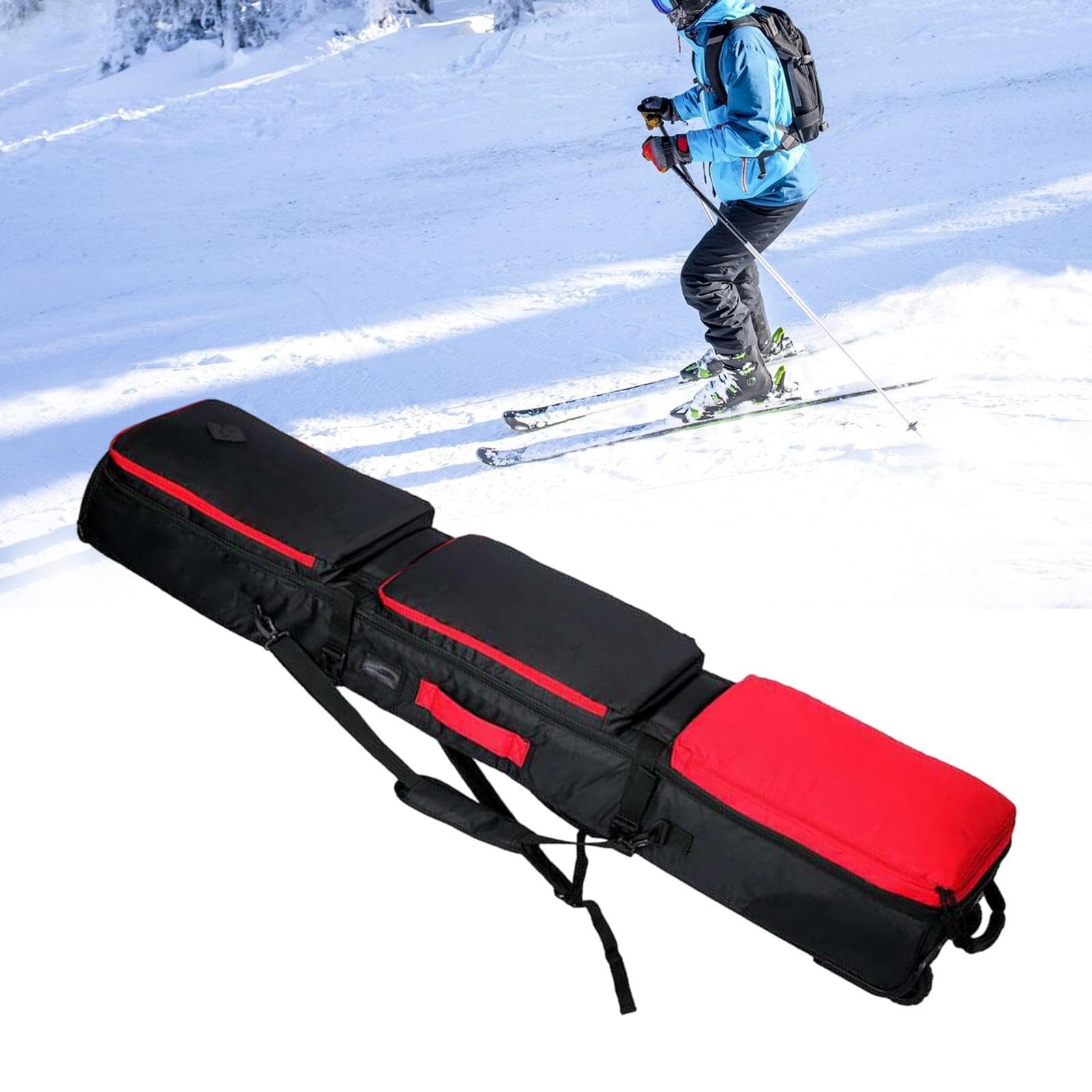 **Durable Ski Bag with Wheels & Carrying Handle - Waterproof Snowboard Storage Bag for Travel & Snowboarding - Perfect for Airplane, Car, and Resort Use**