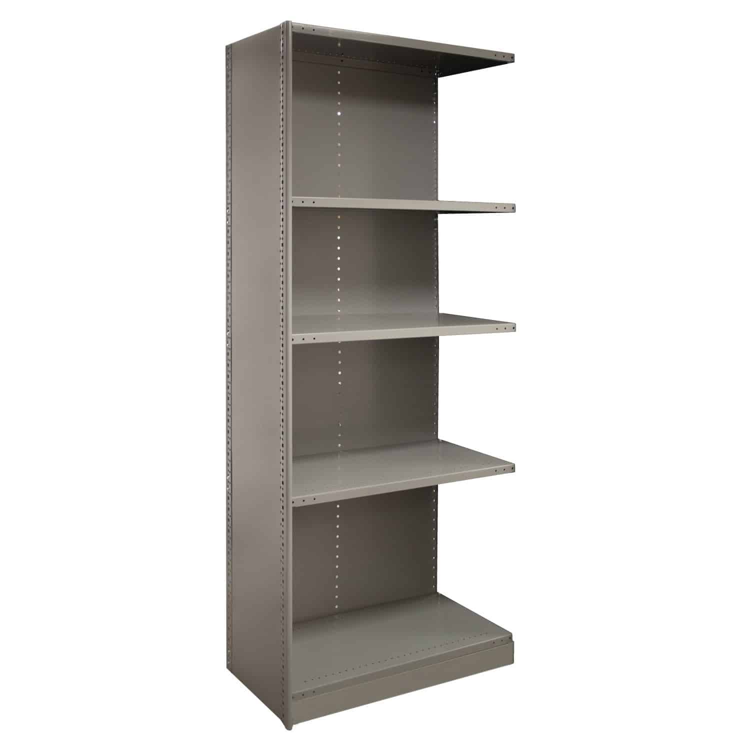 2000 Series Heavy Duty Closed Steel Shelving Unit with 5 Adjustable Beaded Post Shelves - Perfect for Garage Storage, Warehouse Organization & Retail Display