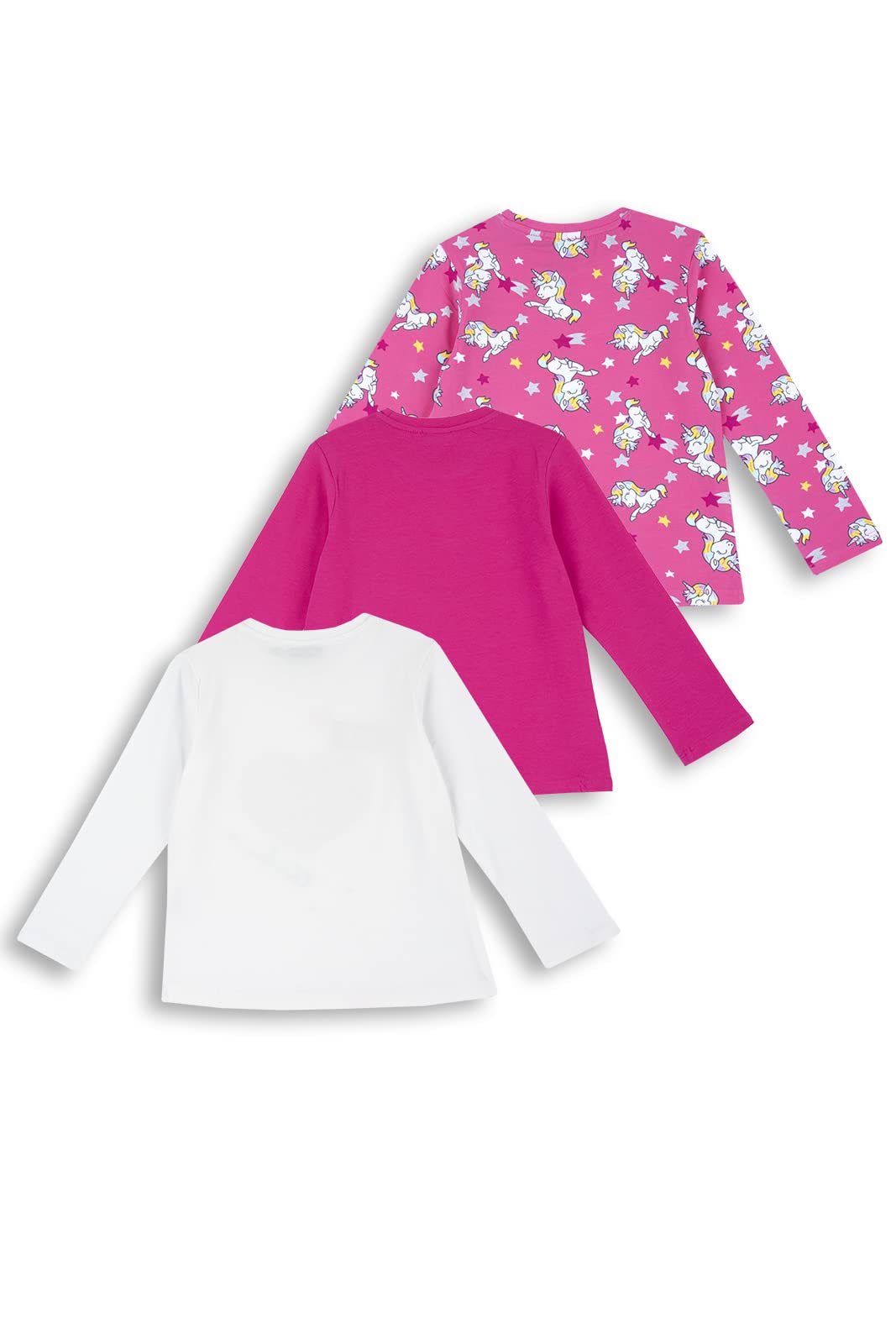 Chicco 3-Pack Long Sleeve Cotton T-Shirts for Girls - Soft, Comfortable & Stylish Toddler Tops for Everyday Wear, School & Playdates