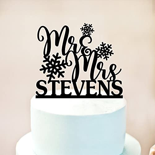 Custom Snowflake Cake Topper with Personalized Names - Winter Wedding, Christmas & Mr & Mrs Cake Decorations for Wedding Cakes, Anniversary & Holiday Celebrations