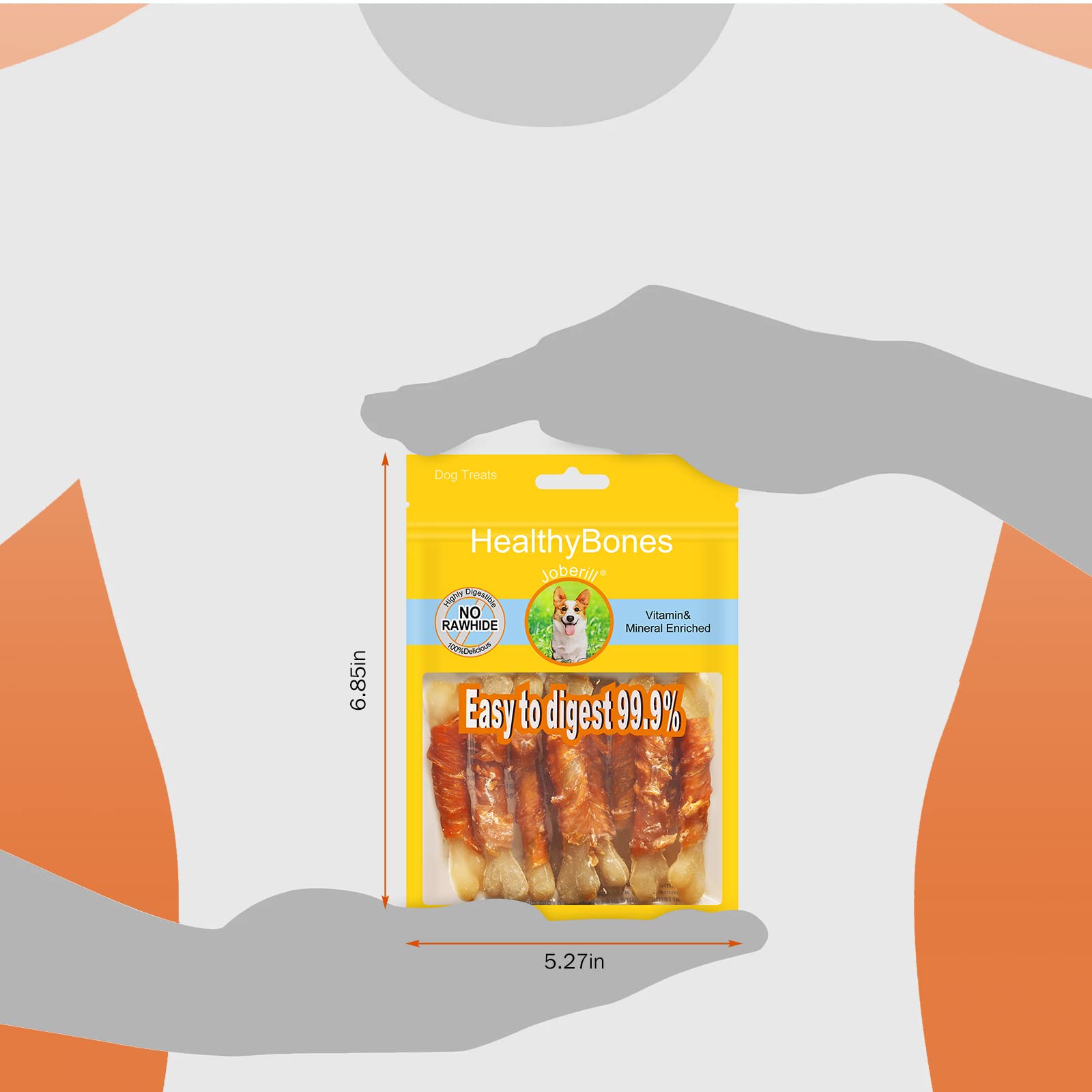 HealthyBones Rawhide-Free Chicken Wrapped Dog Treats for Bassador & Large Mixed Breeds - Soft Chewy Training Rewards (7 Count) - Perfect for Obedience Training & Dental Health