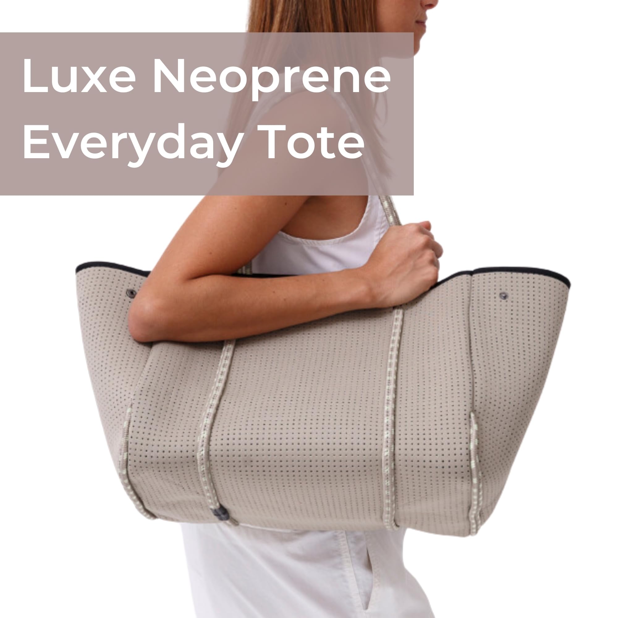 Stylish Large Neoprene Tote Bag for Women - Water-Resistant Designer Handbag with Multiple Pockets & Zipper Pouch - Perfect for Work, Travel, Gym, Beach & Everyday Use
