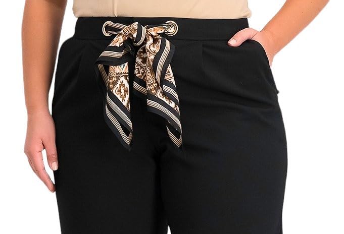 Calvin Klein Women's Straight Leg Belted Pants - Classic Office & Casual Trousers for Work, Business & Everyday Wear