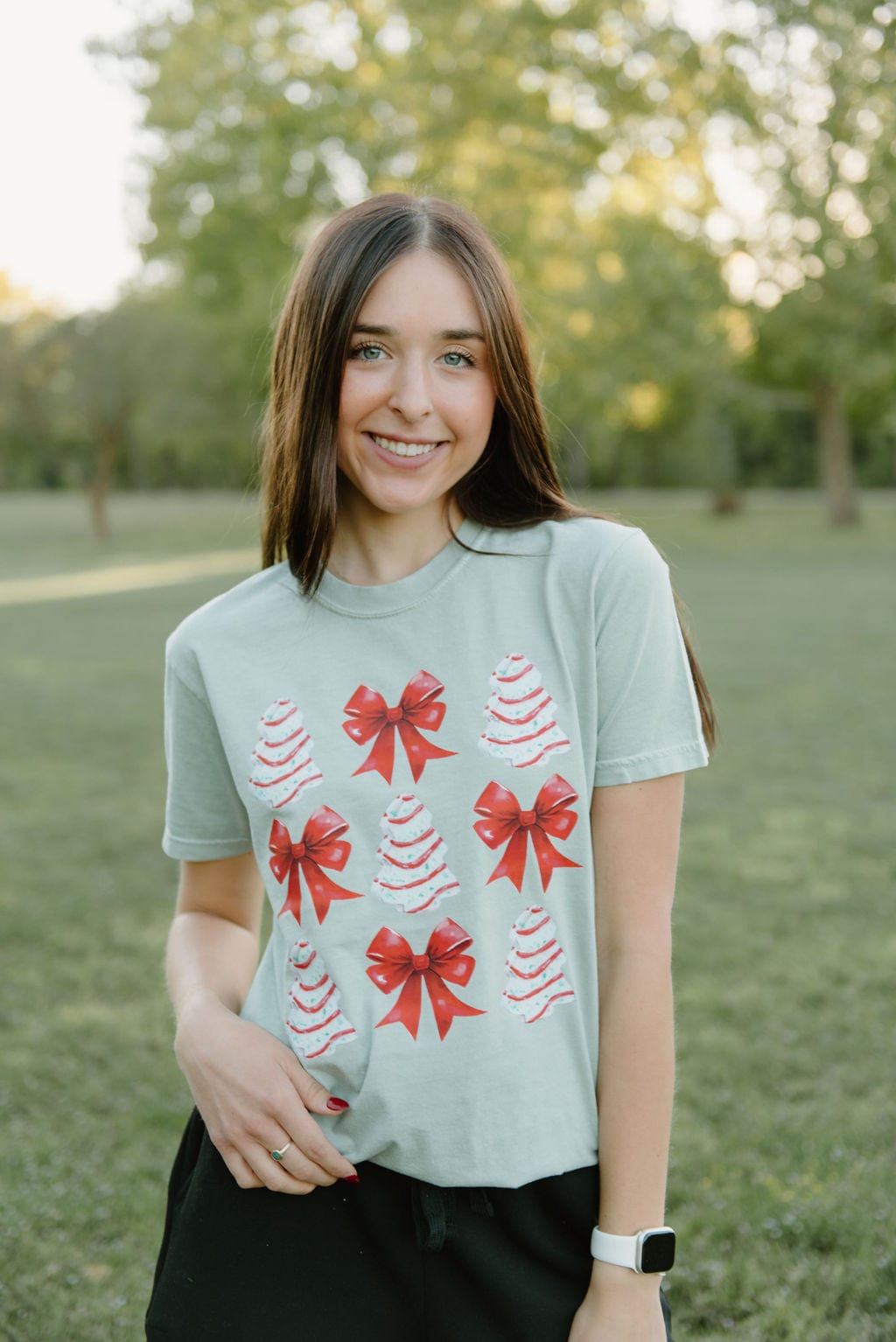 Little Debbie Christmas Coquette Tee - Cute Holiday Graphic T-Shirt for Women | Christmas Party Outfit, Gift for Her, Festive Fashion