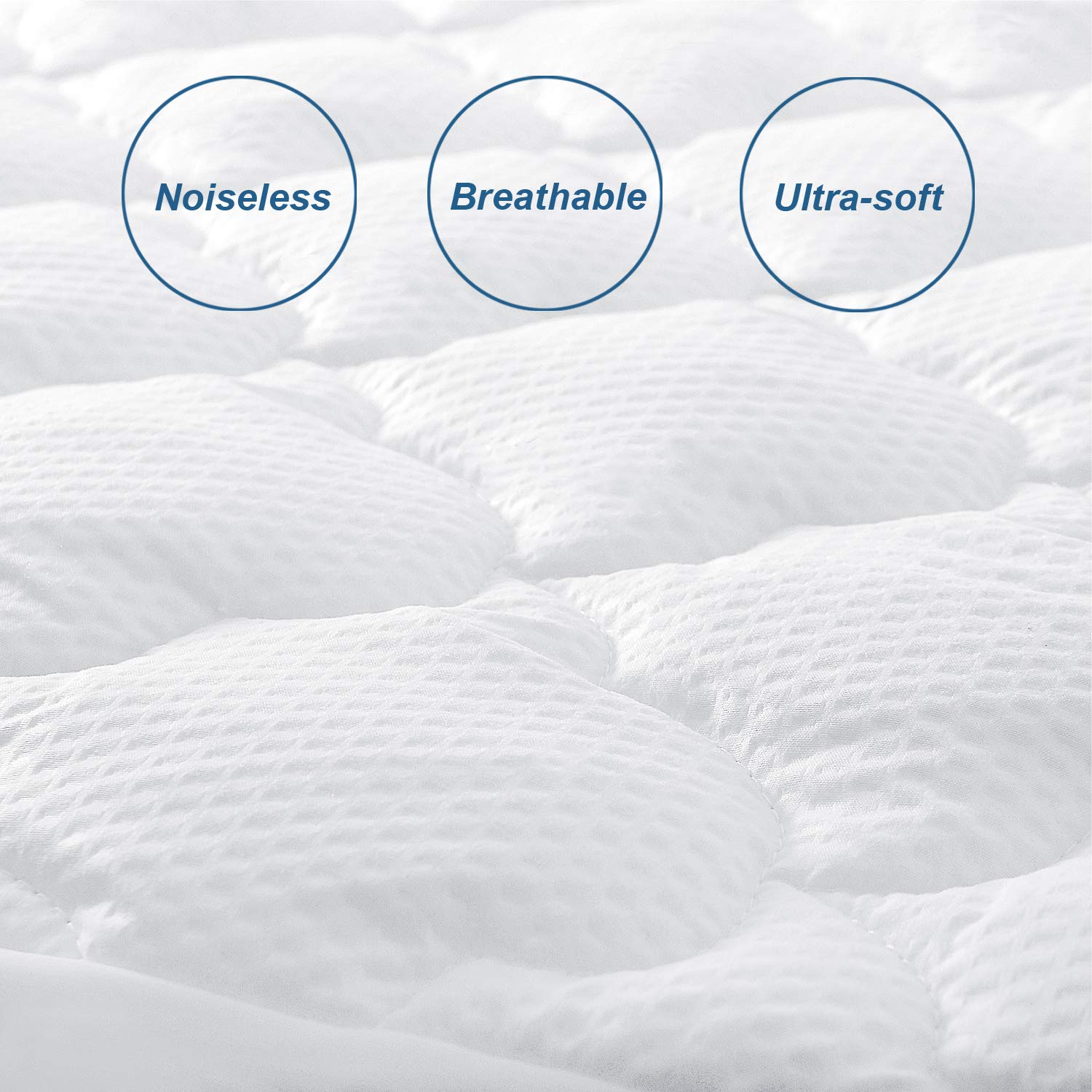Deep Pocket Queen Mattress Pad & 3-Piece Sheet Set - Extra Thick Quilted Mattress Topper & Air Mattress Cover with Side Pockets (Fits 16-24