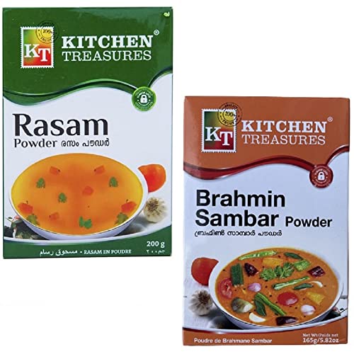 Brahmins Sambar Powder & Rasam Powder Mix Combo - Authentic Indian Spice Blend for Sambar & Rasam Soups | Perfect for Home Cooking, Indian Cuisine & Vegan Recipes