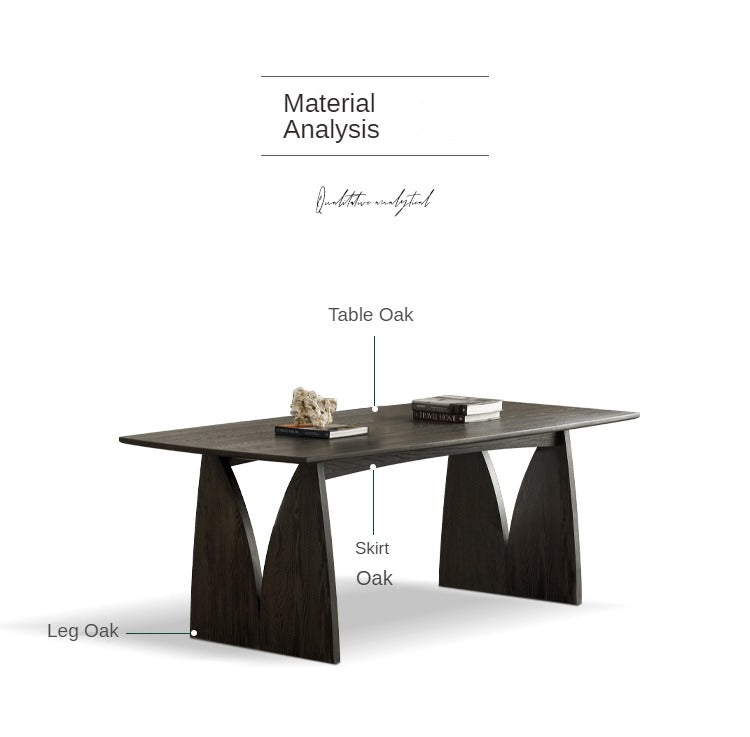Handcrafted Oak Solid Wood Wabi Sabi Style Dining Table - Natural Wood Grain Texture - Modern Minimalist Furniture for Dining Room, Kitchen, or Open Concept Living Space