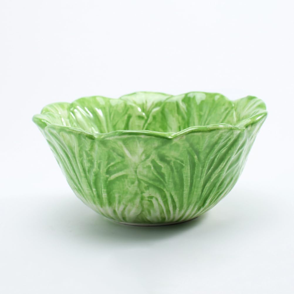 UPKOCH Kids Ceramic Bowl - Cabbage Design Fruit Salad Dessert Bowl, 5.9 Inch Green Cute Bowl for Children | Perfect for Snacks, Parties, Weddings, Bars, Restaurants | Ideal for Kids Meals, Birthday Parties, Family Gatherings & Restaurant Use