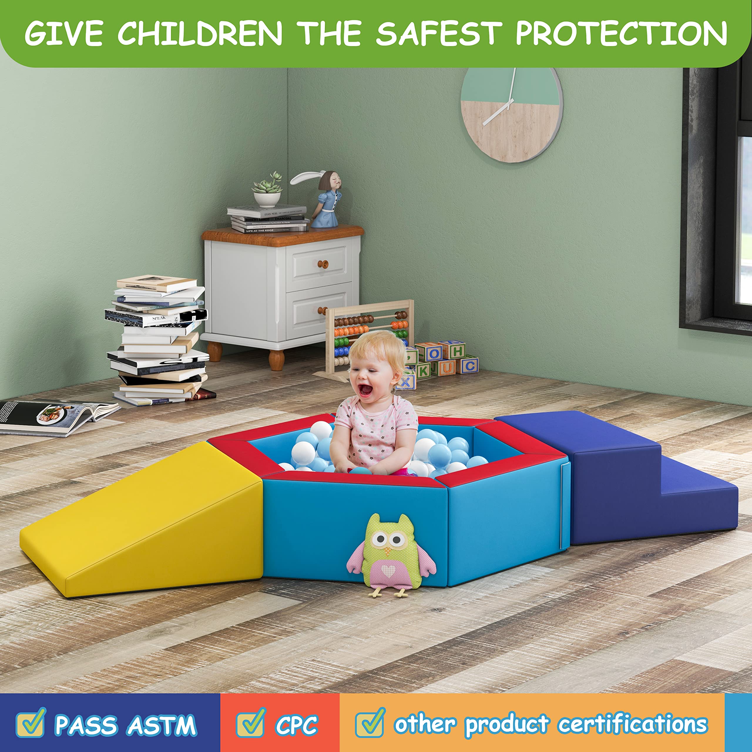 Soft Foam Climbing Toys for Toddlers - Safe Ball Pit & Crawl Play Set with Gym Pad | Easy to Clean & Assemble | Perfect for Indoor Playrooms, Daycare Centers & Home Play Areas