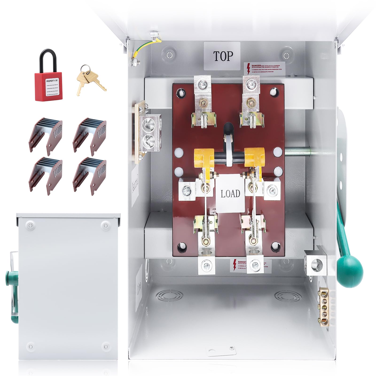 200A Generator Transfer Switch - 48000W 120/240V Manual Safety Switch - NEMA 3R Rainproof Non-Fusible - Compact Double-Throw Design for Home & RV Backup Power - Emergency Power Transfer Solution for Outages & Storms