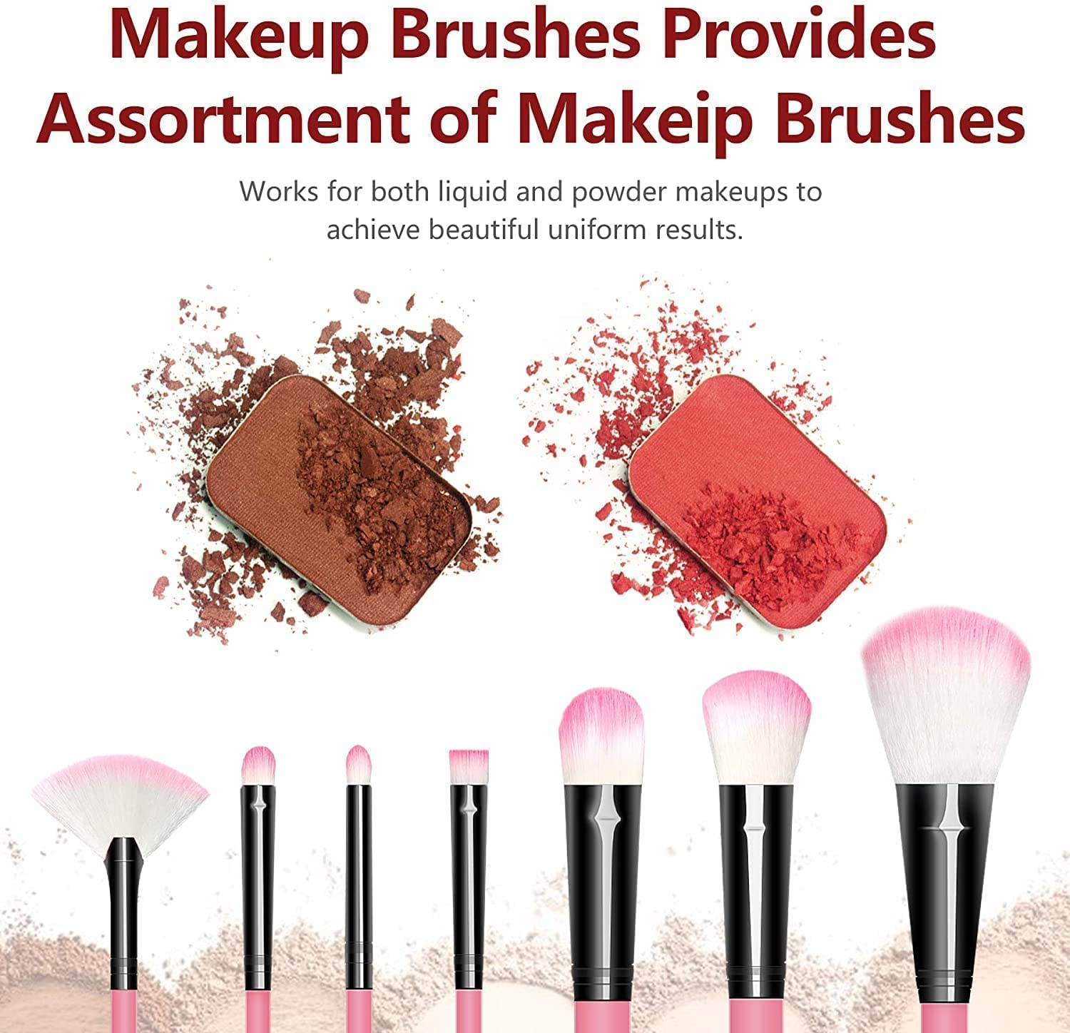 BELLAS 12Pcs Pink Makeup Brush Set for Eyeshadow Foundation & Contour - Perfect for Professional Makeup & Travel