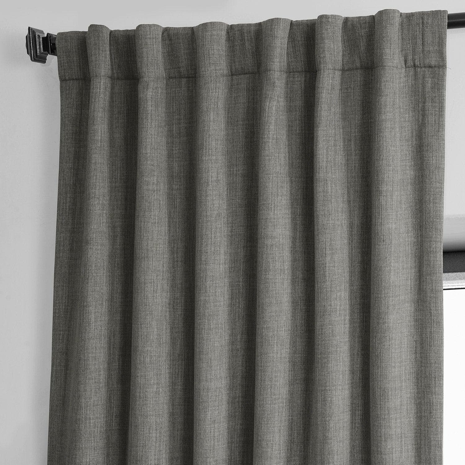 Grey Textured Faux Linen Blackout Curtains for Living Room & Bedroom - Thermal Insulated Window Drapes for Light Blocking & Privacy