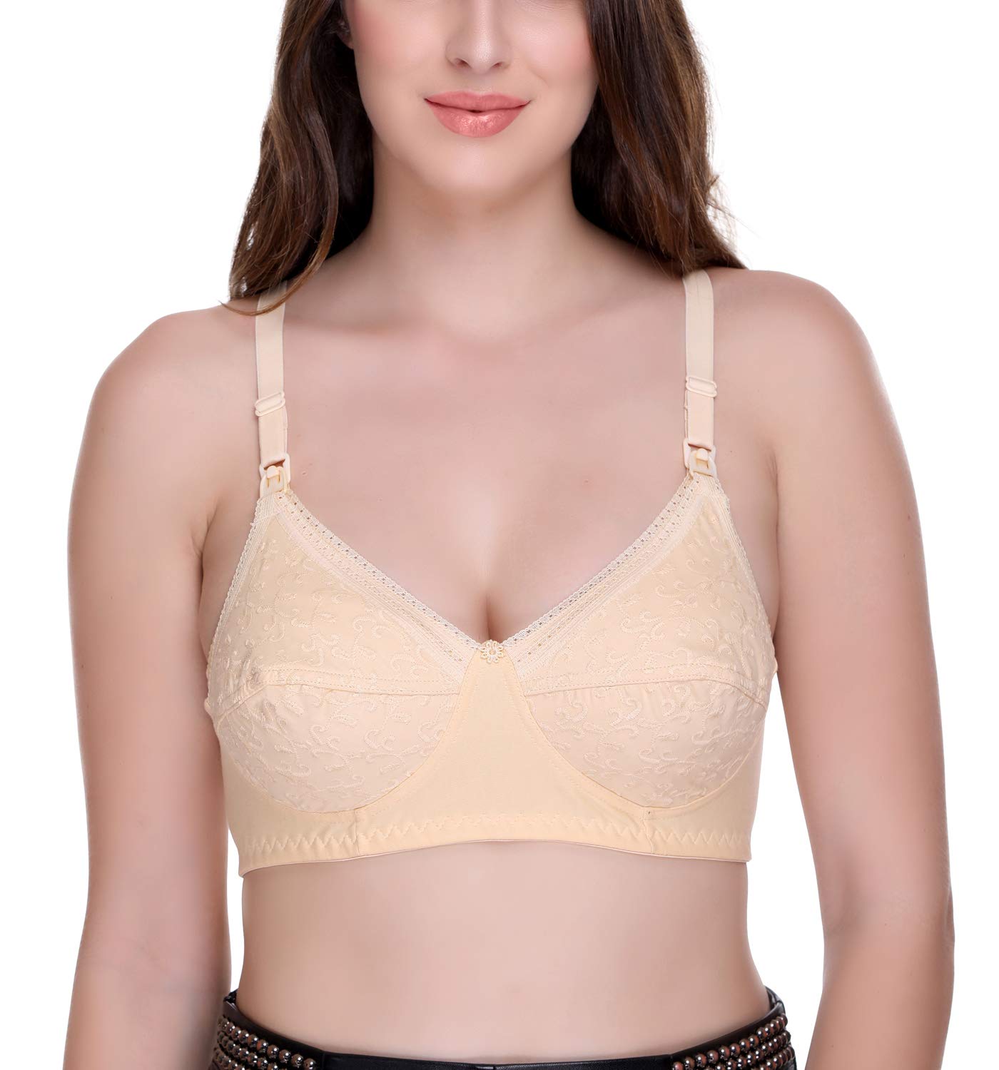 SONA Women's Cotton Nursing Bra - Soft Maternity Bra for Breastfeeding - Comfortable Non-Padded Nursing Bra for New Moms - Perfect for Daily Wear, Nighttime Feeding & Postpartum Recovery
