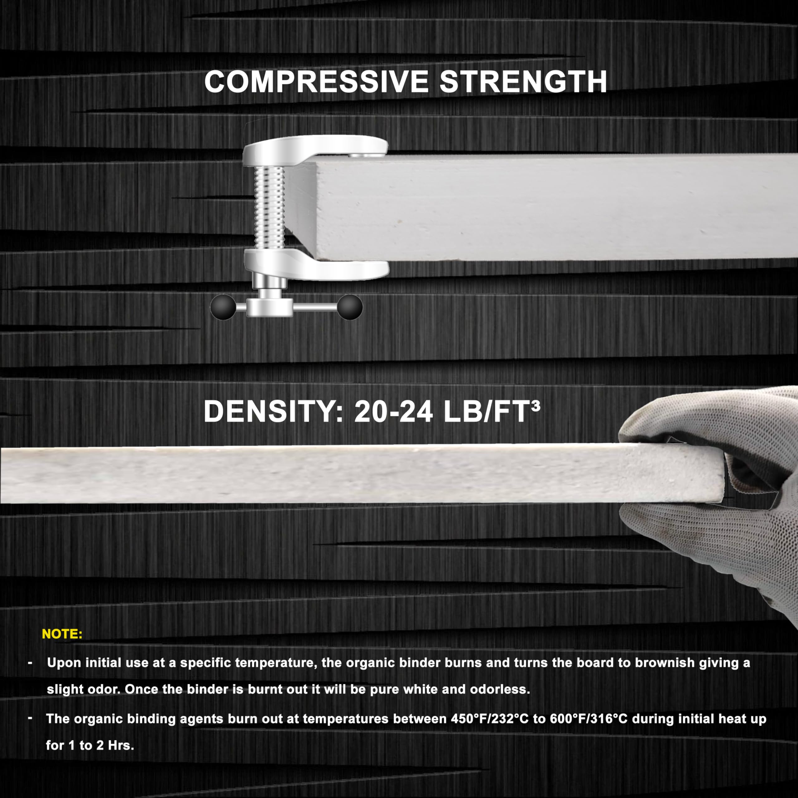 High-Temperature Ceramic Fiber Insulation Board - 2300°F Fireproof - 1