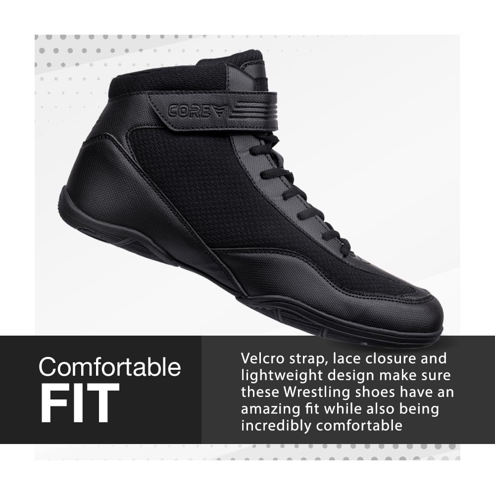 CORE Wrestling Shoes for Men, Women & Kids – High Traction, Durable Combat Sports Footwear for Wrestling, Boxing, Weightlifting & Bodybuilding – Lightweight Gym Shoes for Training & Competition