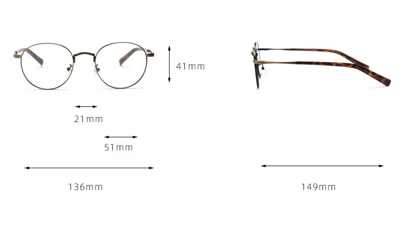 CCspace Unisex Full Rim Round Alloy Eyeglasses 56836 - Lightweight Metal Frame Glasses for Men & Women - Perfect for Reading, Driving & Daily Wear