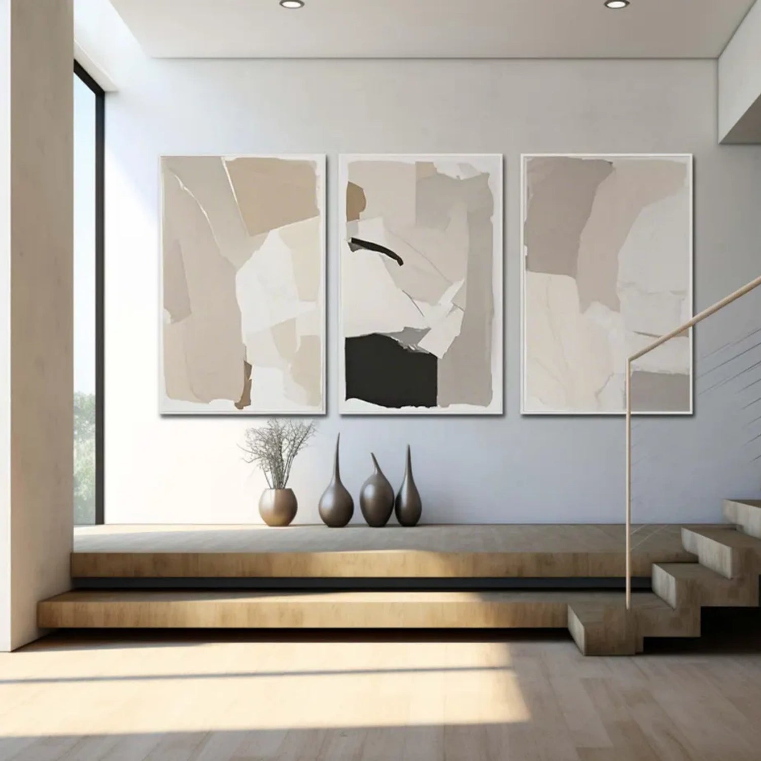 Abstract Tranquility Wall Art Set of 3 - Modern Minimalist Canvas Prints for Living Room, Bedroom & Office Decor - #WS286