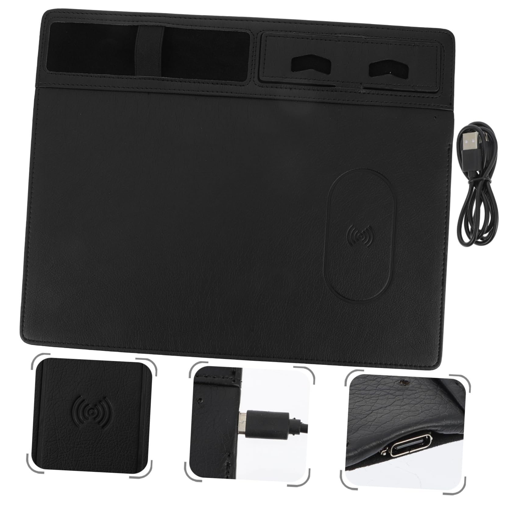 VILLCASE 15W Fast Wireless Charging Pad - Large Gaming Mouse Pad with Qi-Certified Charger for iPhone 15/14/13, Samsung Galaxy S23/S22 - Non-Slip RGB Mouse Mat for Office & Gaming Setup (Black)