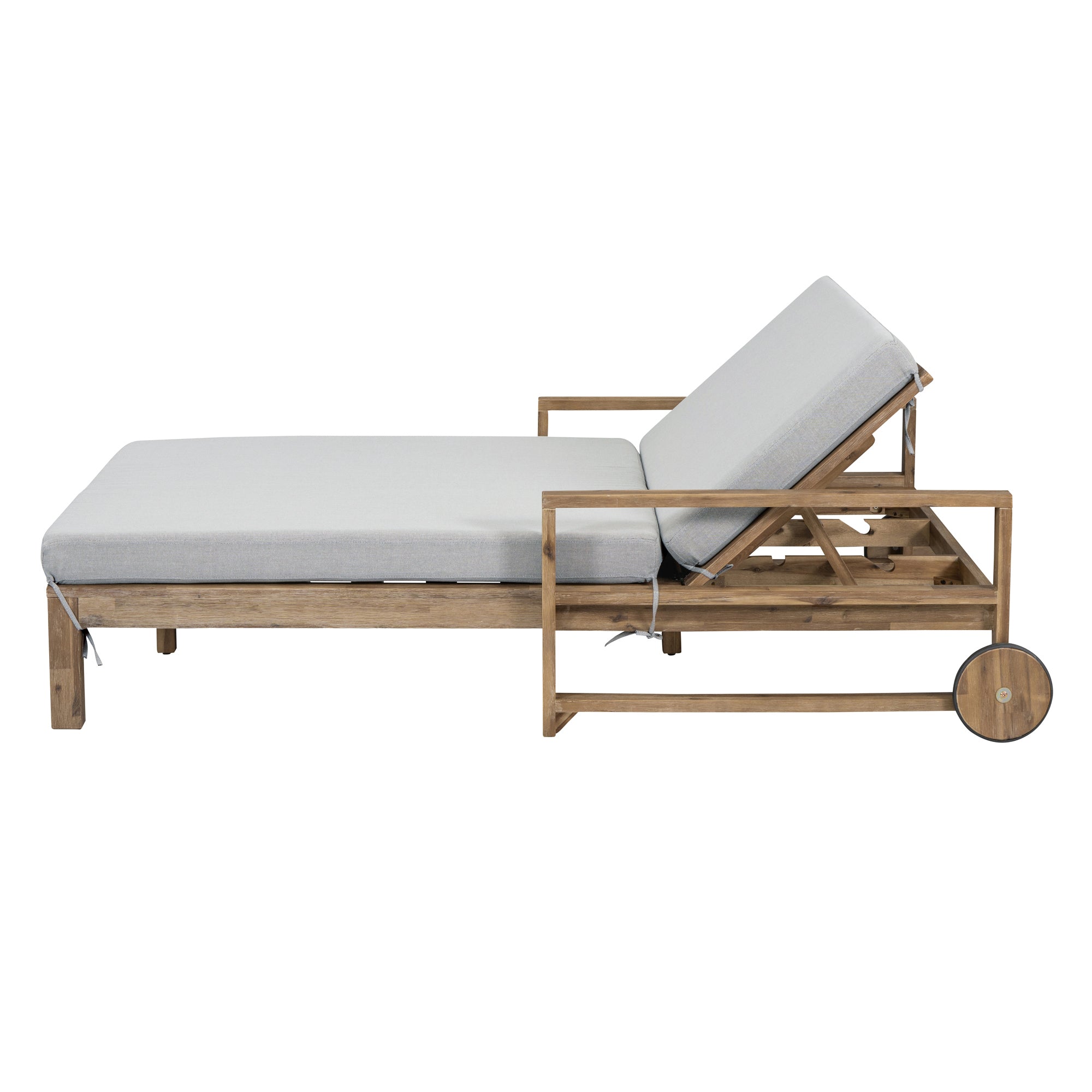 Farmhouse Style Wooden Outdoor Sunbed - 2 Person Daybed for Poolside, Garden & Backyard Relaxation | Weather-Resistant Grey Patio Furniture for Lounging, Sunbathing & Outdoor Entertaining