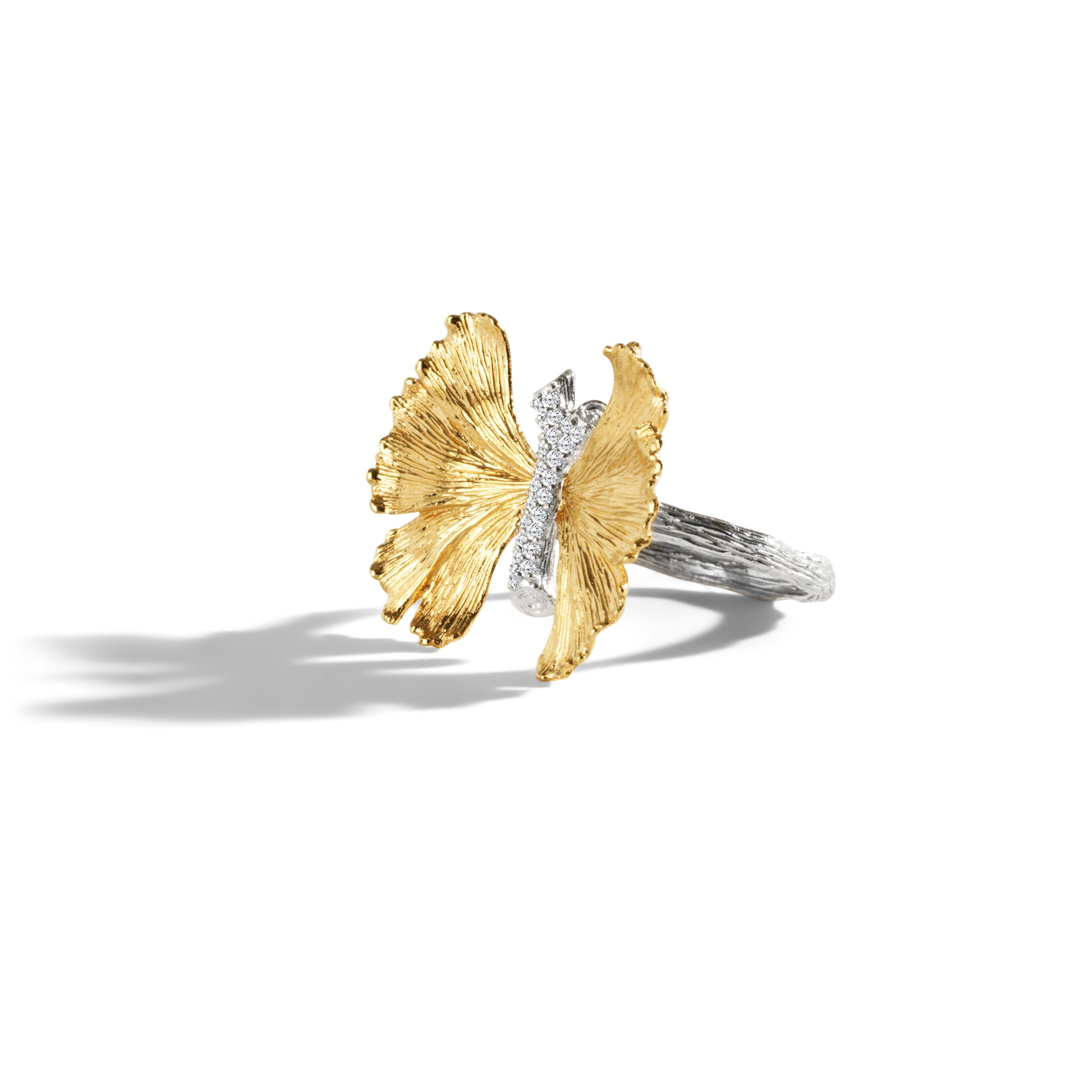 Elegant Butterfly Ginkgo Diamond Ring for Women - 18K Gold Plated Fashion Jewelry - Perfect for Weddings, Anniversaries & Special Occasions