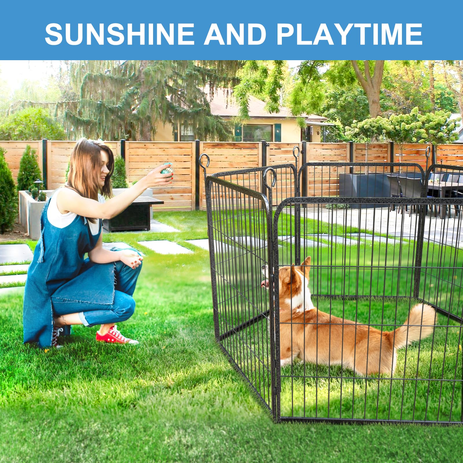Heavy Duty 8-Panel Dog Playpen with Door - 32