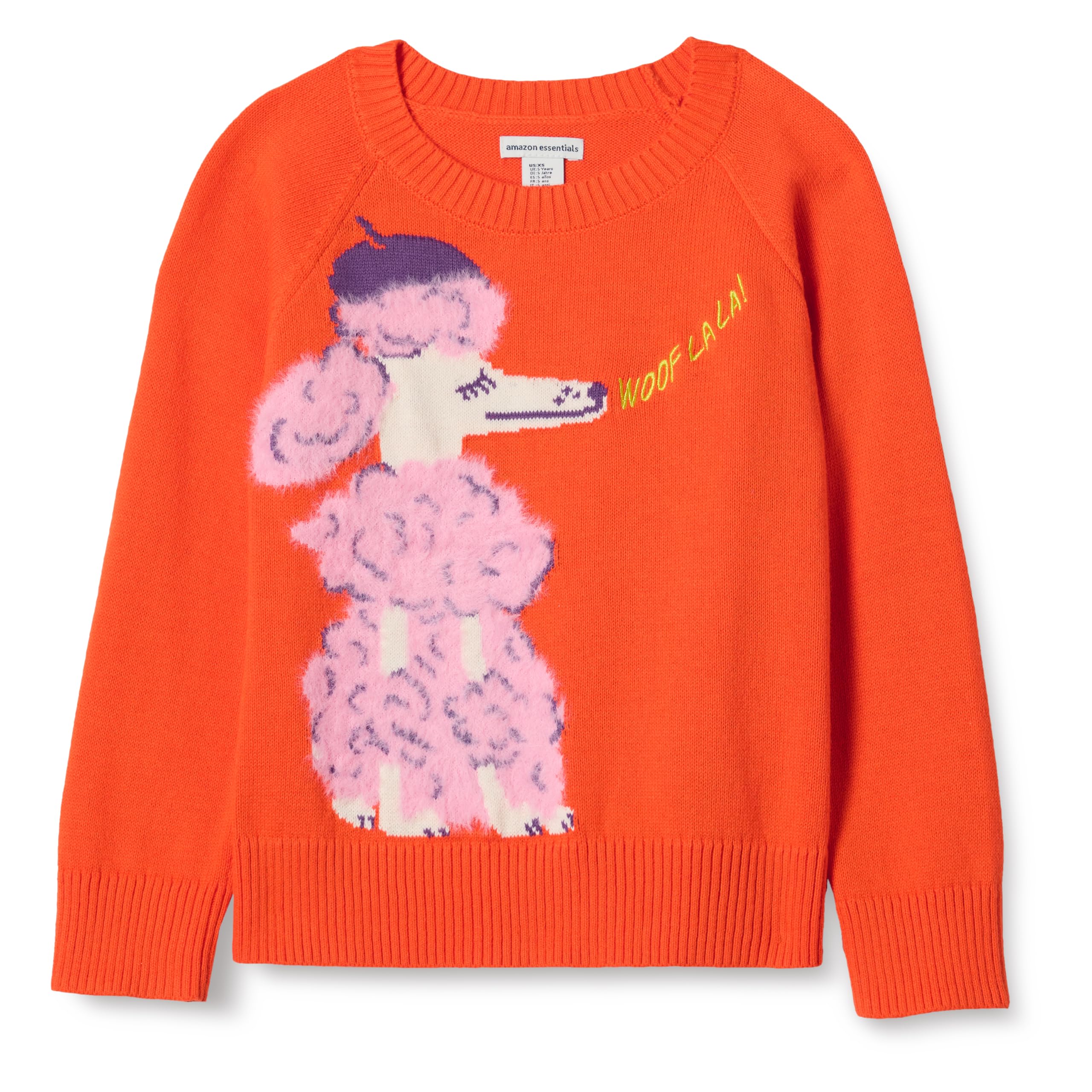 Amazon Essentials Girls & Toddlers' Soft Cotton Pullover Crewneck Sweater - Cozy Winter Wear for School & Playtime