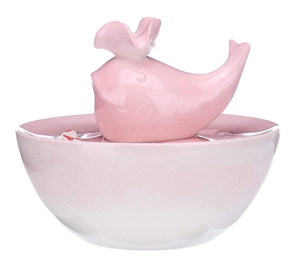 Automatic Smart Ceramic Cat Water Fountain - Super Quiet Pet Water Dispenser with Circulation Flow for Fresh Drinking - Perfect for Home, Office, or Travel (Pink)