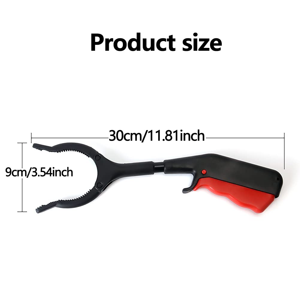 **30cm Grabber Tool Set (2 Pack) - Extendable Reacher Claw for Adults, Kids & Seniors - Lightweight & Portable Trash Picker (Black + Red) - Perfect for Litter Pickup, Gardening & Home Organization**