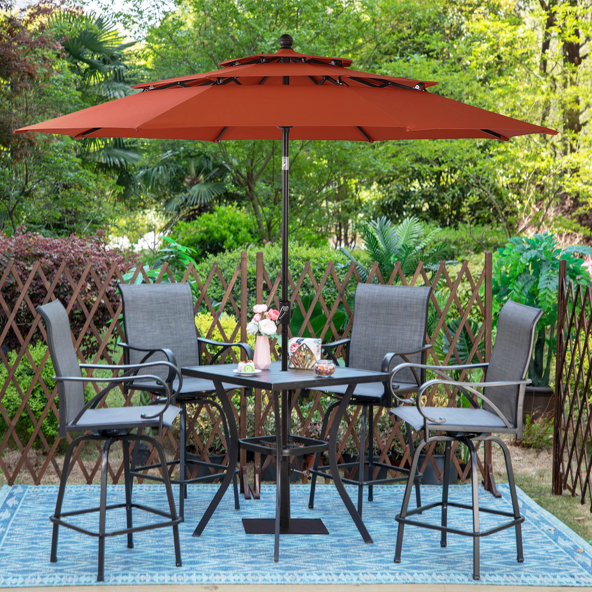HERA'S PALACE 10 Ft 3-Tier Outdoor Patio Umbrella with Ventilation & Tilt Adjustment - Sun Shade for Backyard, Pool, Garden, Deck, and Outdoor Dining Areas
