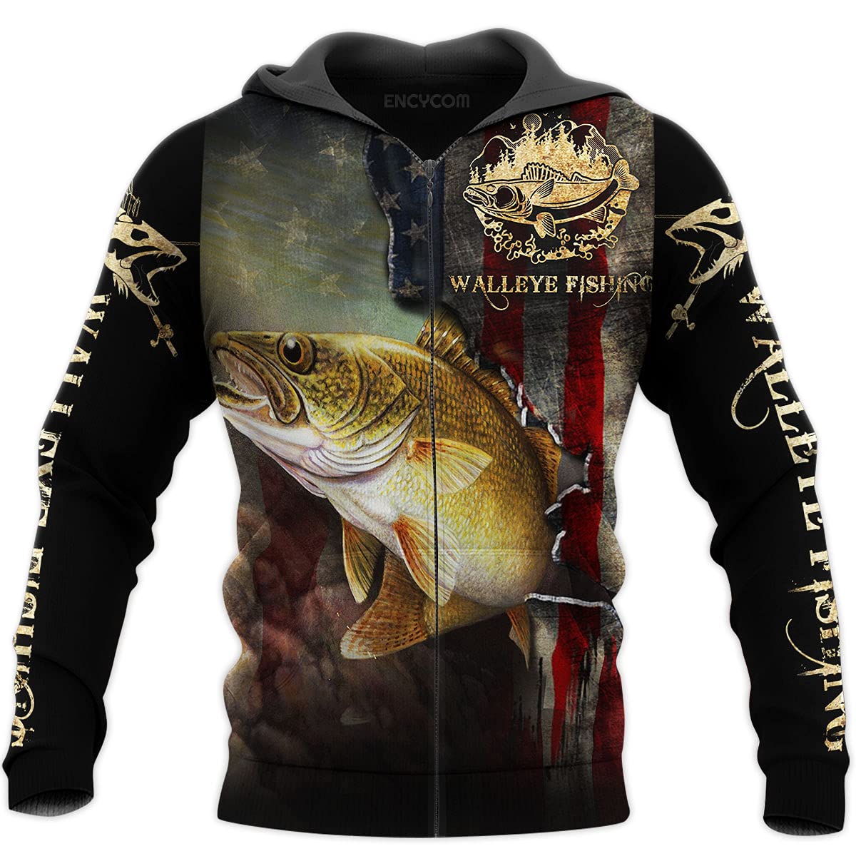 3D Printed Walleye Fishing Zip Hoodie for Men & Women - Personalized Cool Design - Perfect for Fishing Trips, Outdoor Adventures & Casual Wear